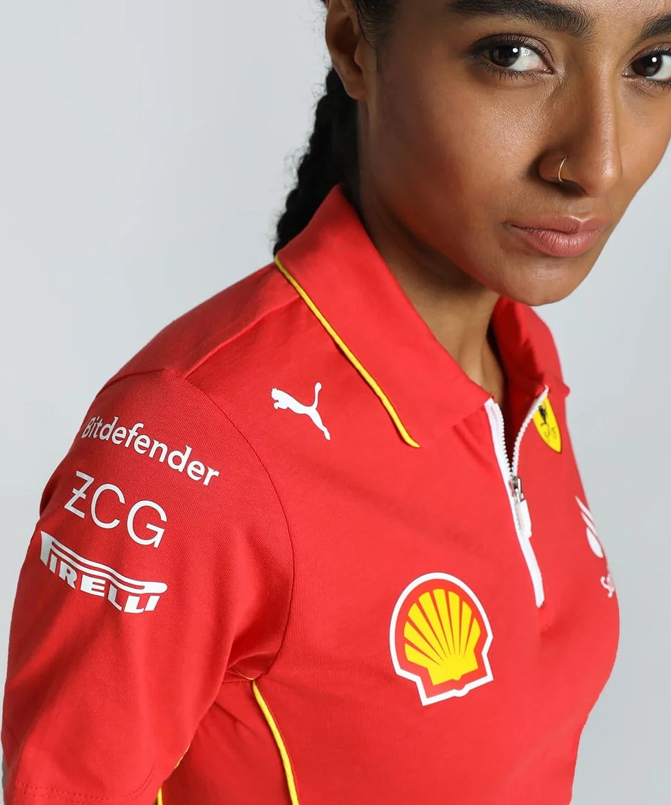 PUMA Polo d'équipe Scuderia Ferrari 2024 pour Femmes - Rouge Brûlé