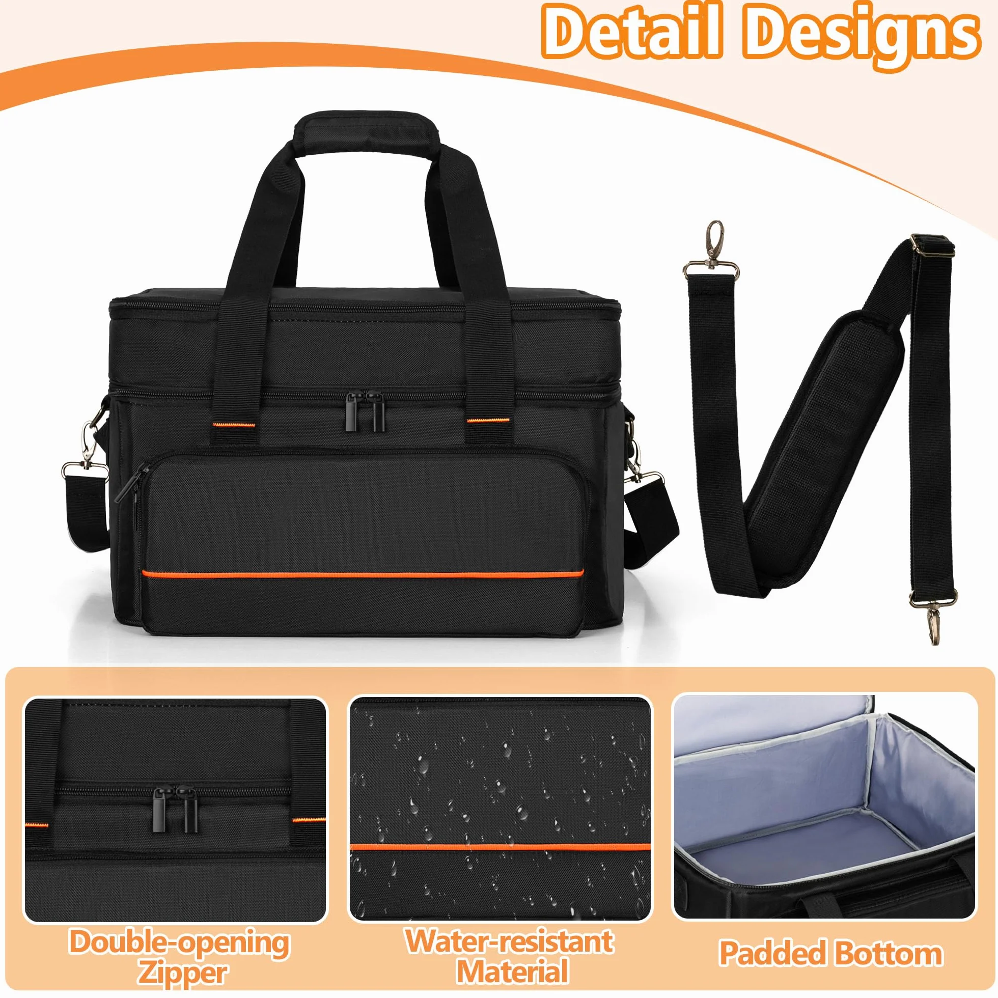samdew Sac de transport rembourré à double couche, compatible avec Ninja GR101 Sizzle Gril d'intérieur sans fumée et grille, rangement pour barbecue pour plaque et accessoires, sac uniquement