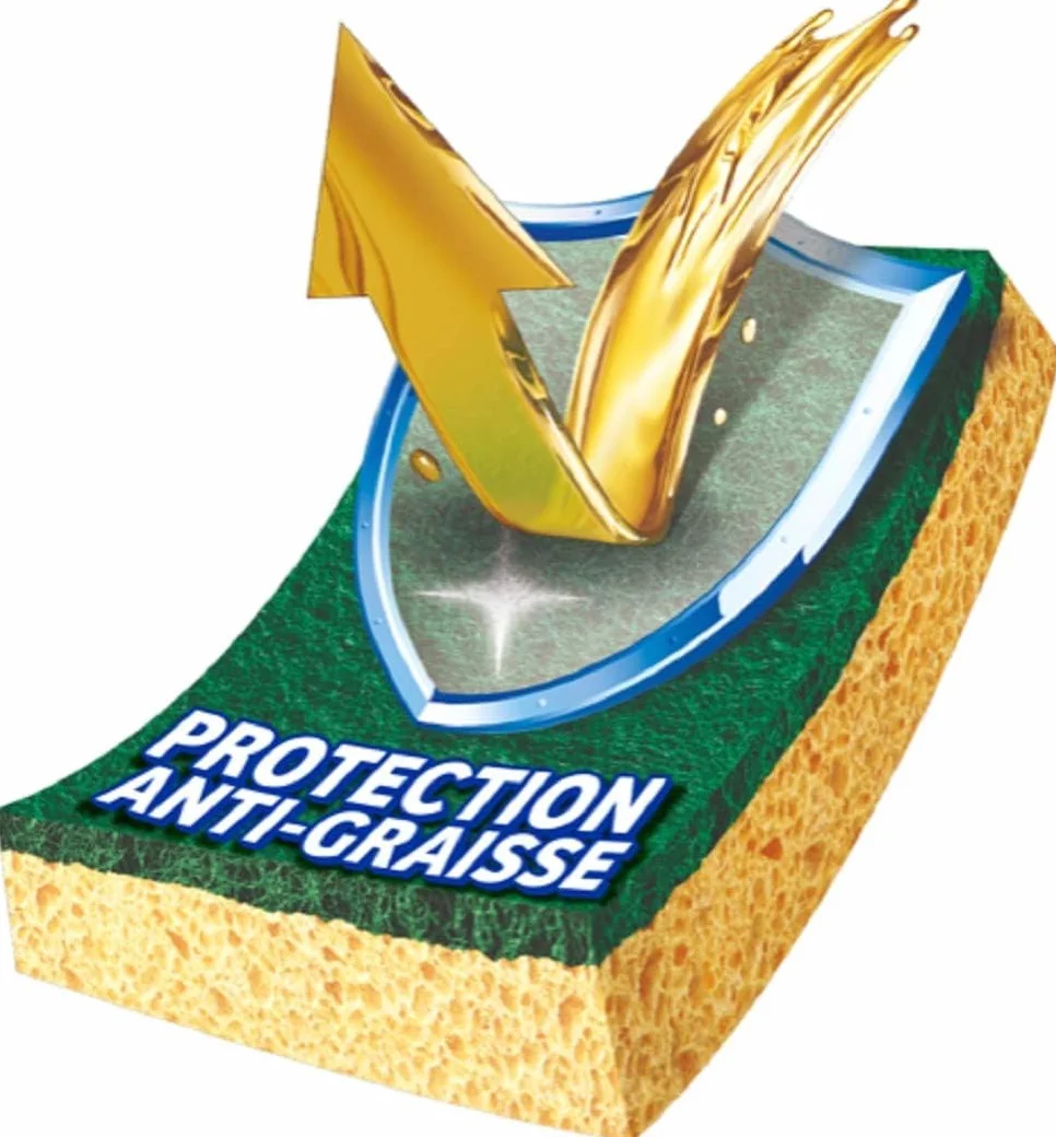 Spontex Gratte-Eponge Stop-Graisse 2 éponges grattantes vertes protection anti-graisse