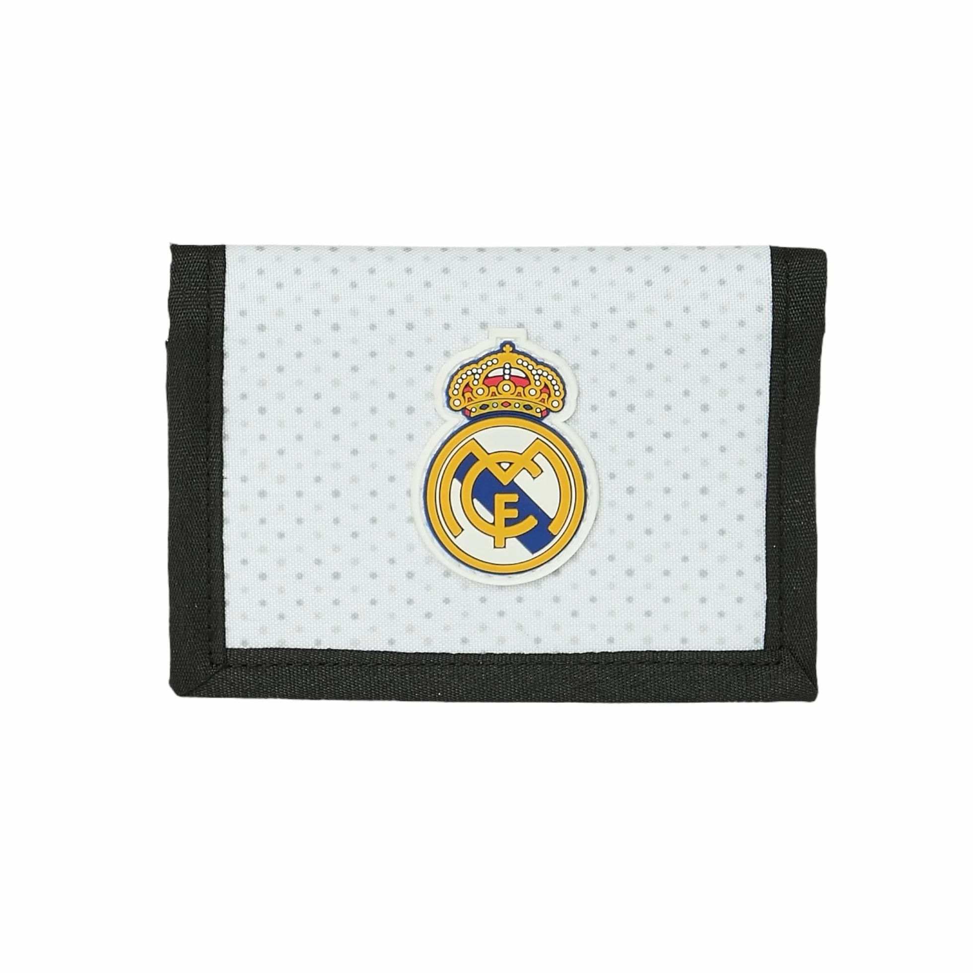 Safta Real Madrid 1ère équipe 24/25 - Portefeuille avec tête, Portefeuille Portefeuille, Porte-Monnaie, Confortable et Polyvalent, qualité et résistance, 12,5 x 9,5 cm, Blanc/Gris, Blanc/Gris,