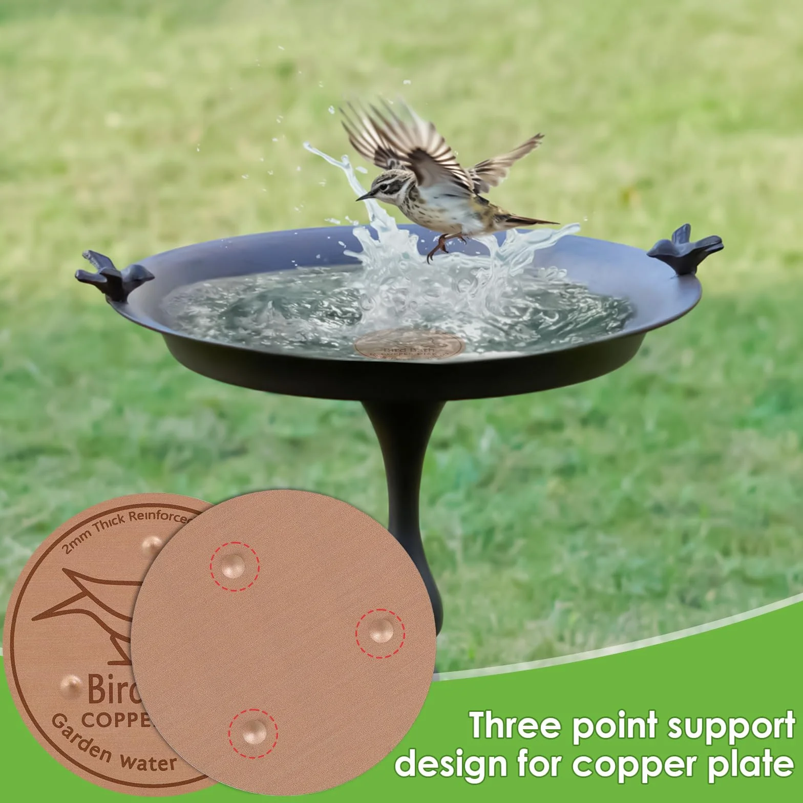 Abreuvoirs à oiseaux avec disque en cuivre 99,99% - Plaque en cuivre 0,8 mm - Lot de 2