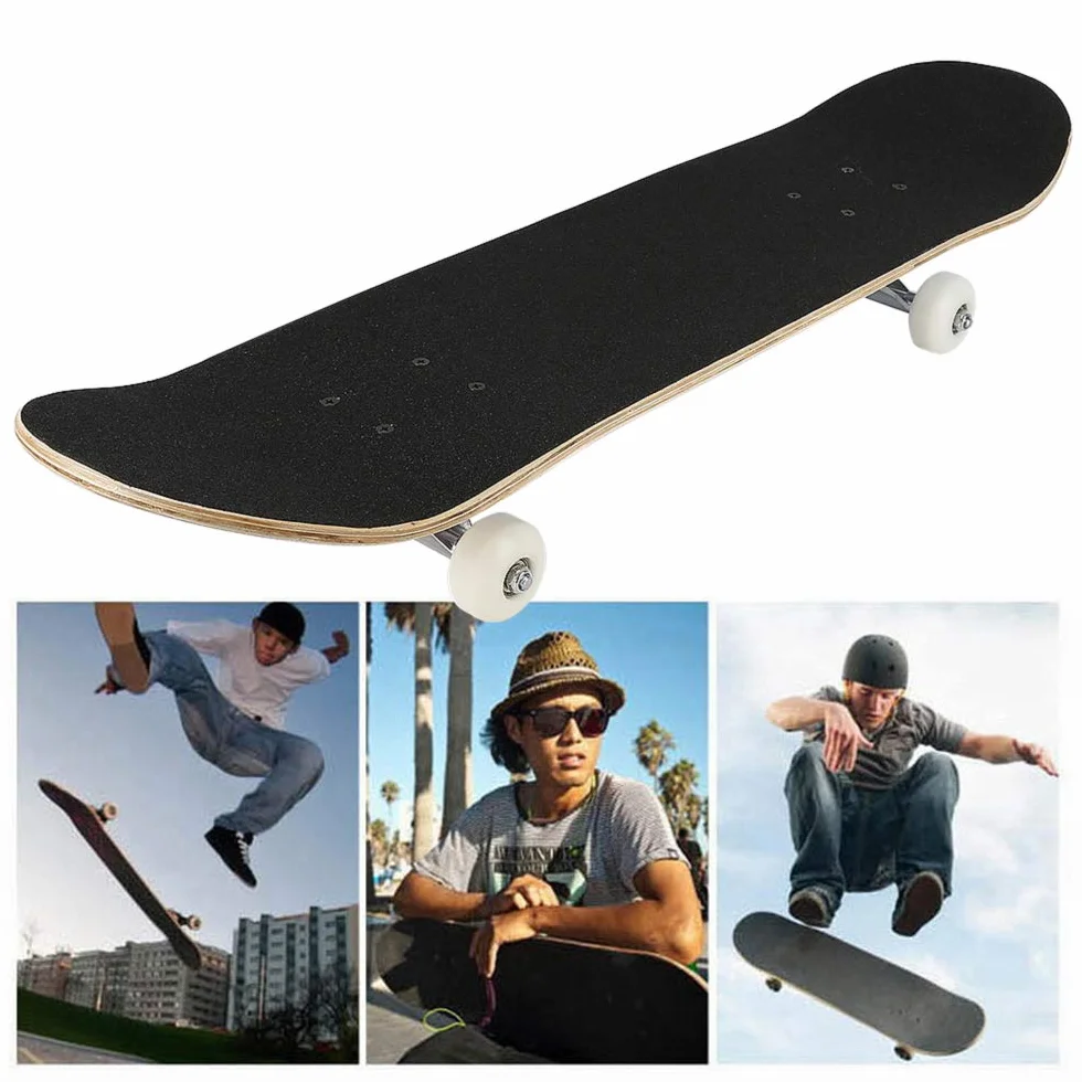 Skateboard Complet pour Enfants, Adolescents et Adultes, débutants, Double Kick Maple Deck Concave Cruiser Skateboard avec Outil en T