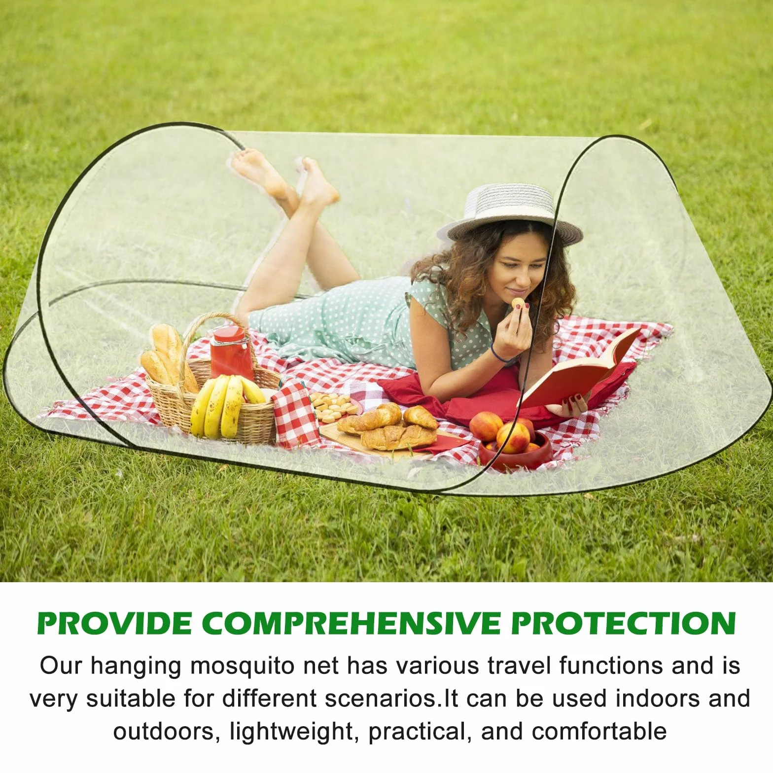 Moustiquaire Pliable Ultra Légère, Tente De Camping Portable, Moustiquaire Pop Up 200x80cm, Moustiquaires De Voyage, Moustiquaires De Lit Pliable, Pop-Up, Pliable Rapide