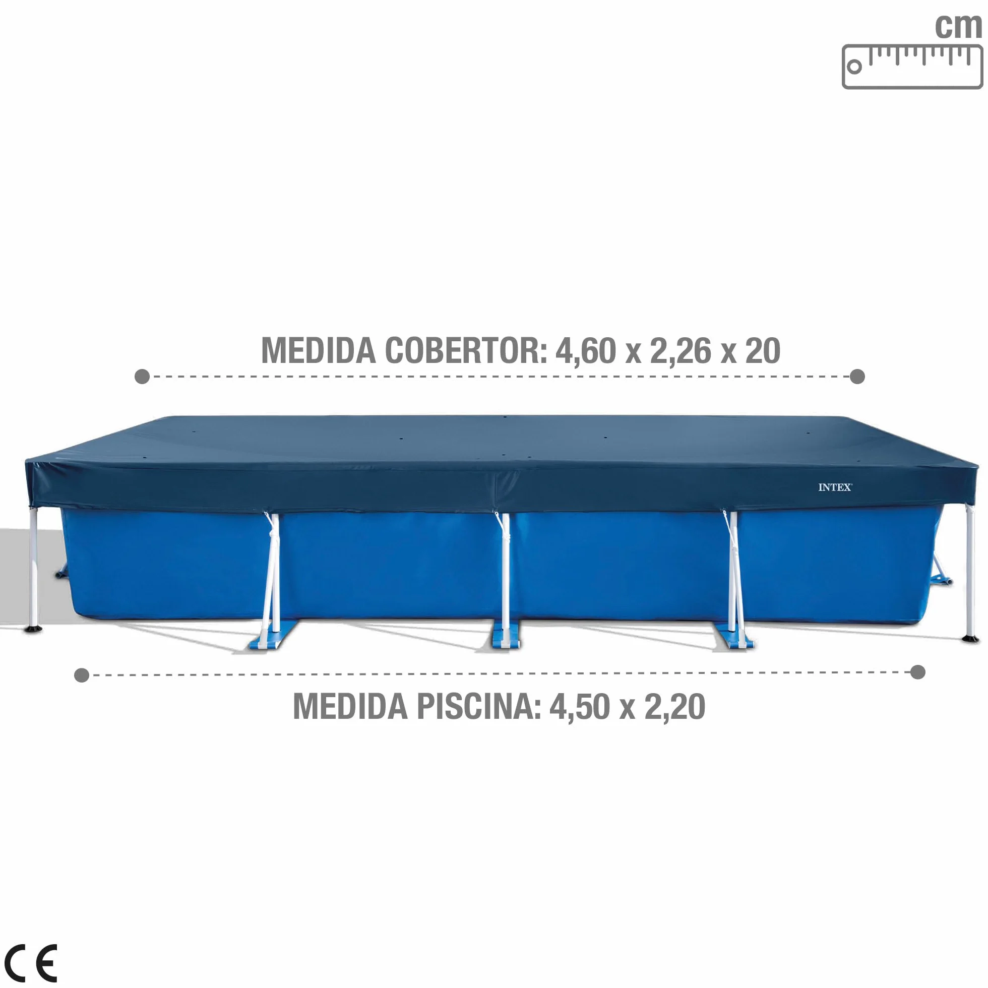Intex Bâche Protection Piscine Rectangulaire Tubulaire 4m50 x 2m20