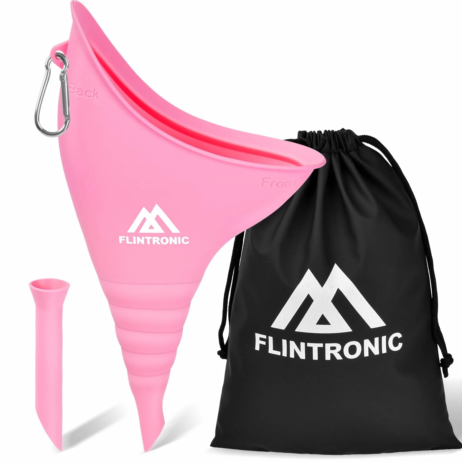 flintronic Urinoir Féminin Réutilisable en Silicone avec Tube d'Extension et Mousqueton
