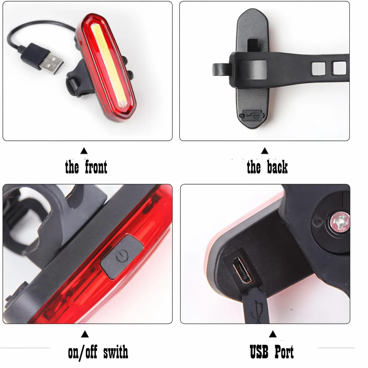 Éclairage Vélo, Ensemble Lumière Vélo LED Puissante USB Rechargeable Avant et Arrière, Lampe Vélo Etanche 6 Modes Phare de Vélo LED pour Cyclysme VTT, VTC, Bicyclette, etc