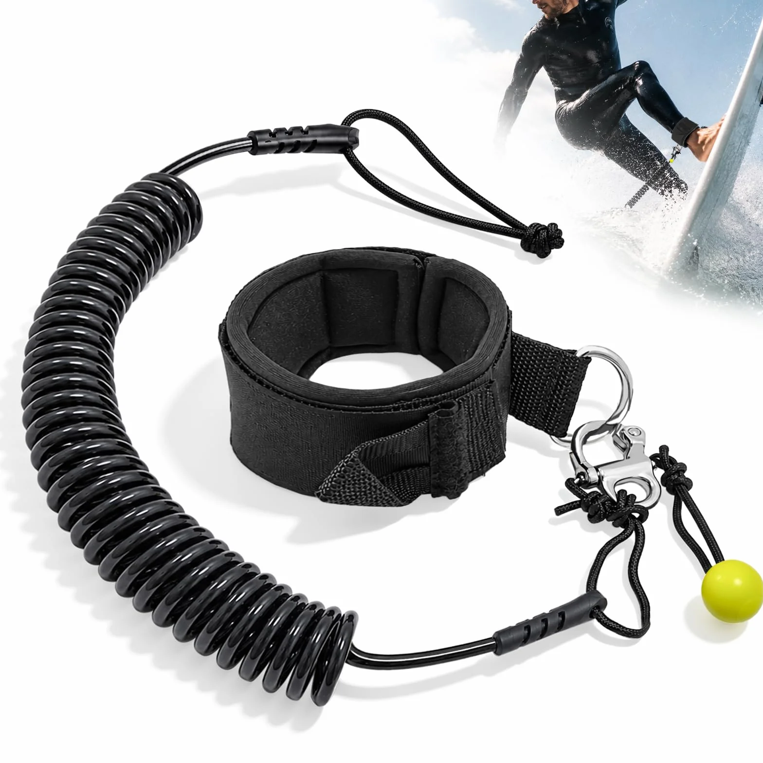 Leash de Surf, Cordon Sécurité Sup, Leashs Spirale Paddle pour Planche Stand up Board Surfboard Kayak