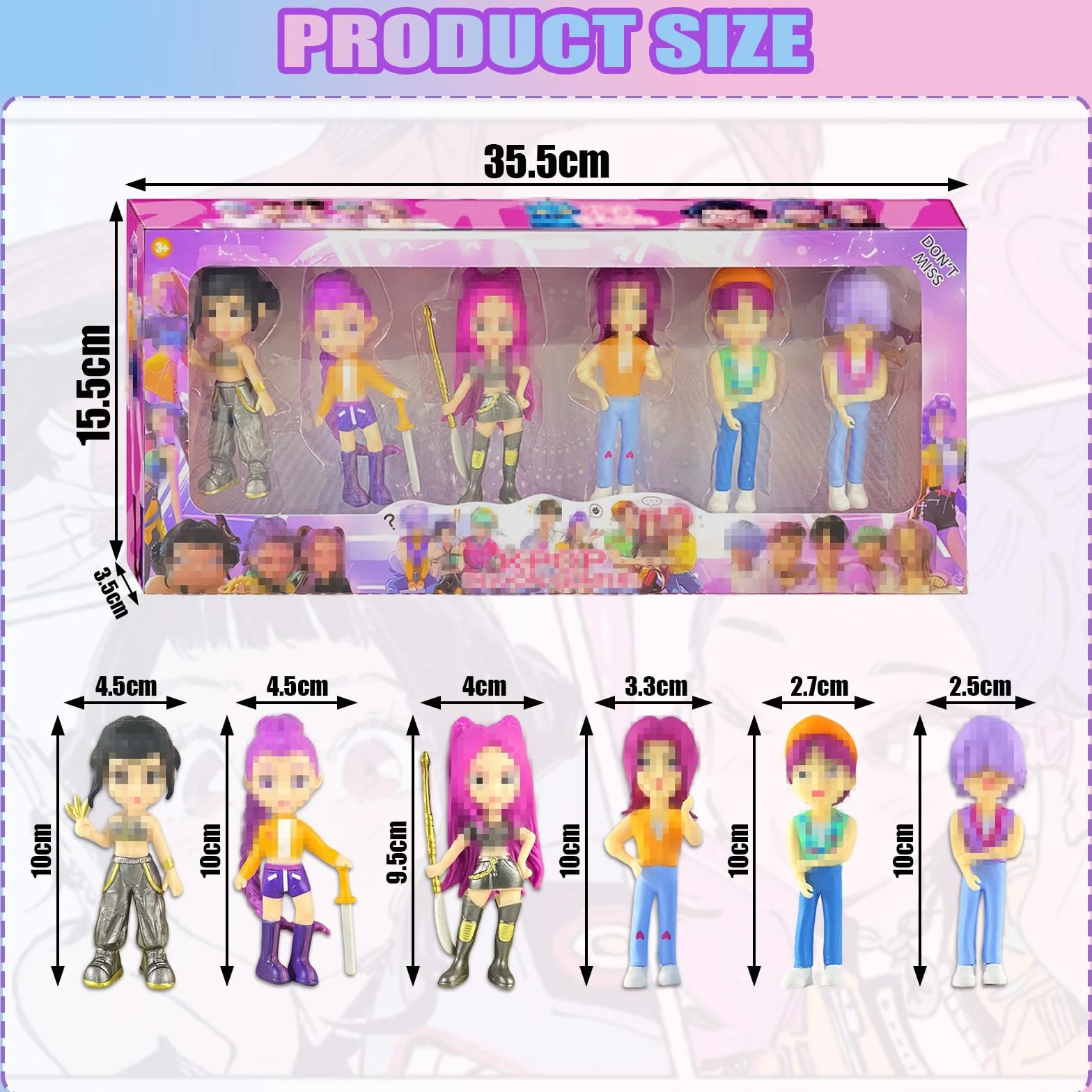 Huntrs Figurine Set 6 Pièces PVC Cartoon Anime Ornements Cadeaux Anniversaire