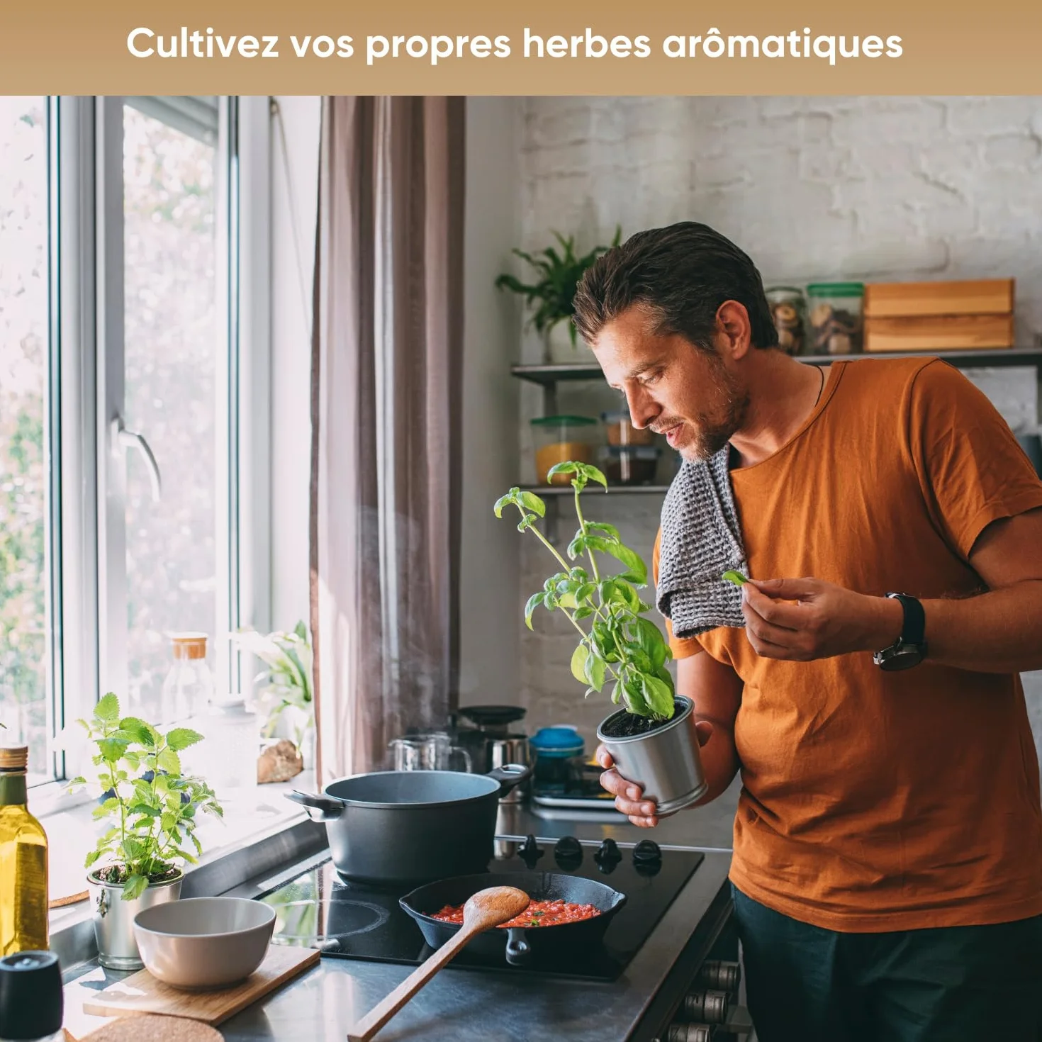 NOPALIA® Kit Herbes Aromatiques Bio Prêt à Pousser 5 Variétés Pots Biodégradables Cadeau Cuisine