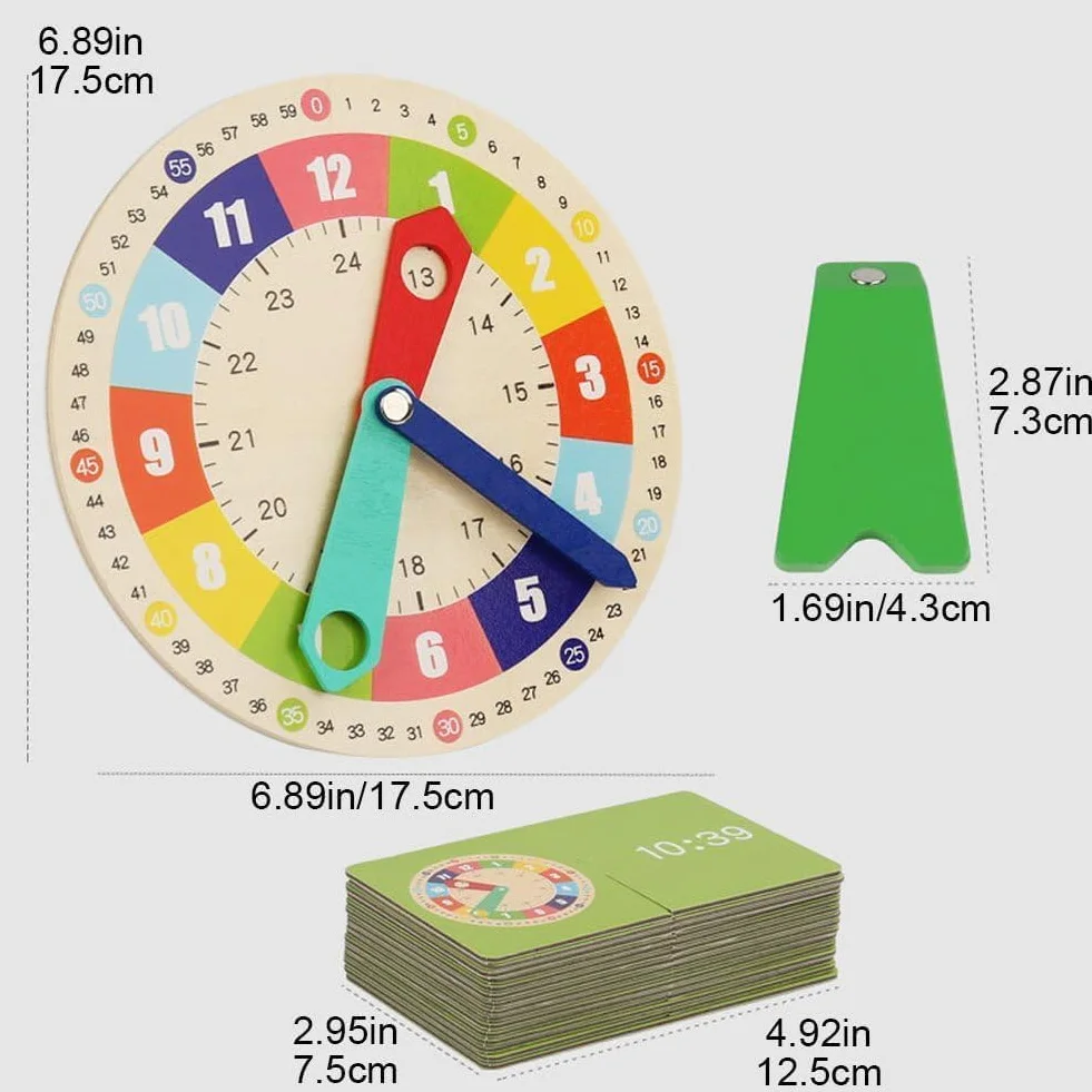 Jouet Montessori Horloge d'Apprentissage pour Enfants, Apprentissage Précoce, Fournitures Scolaires Primaire