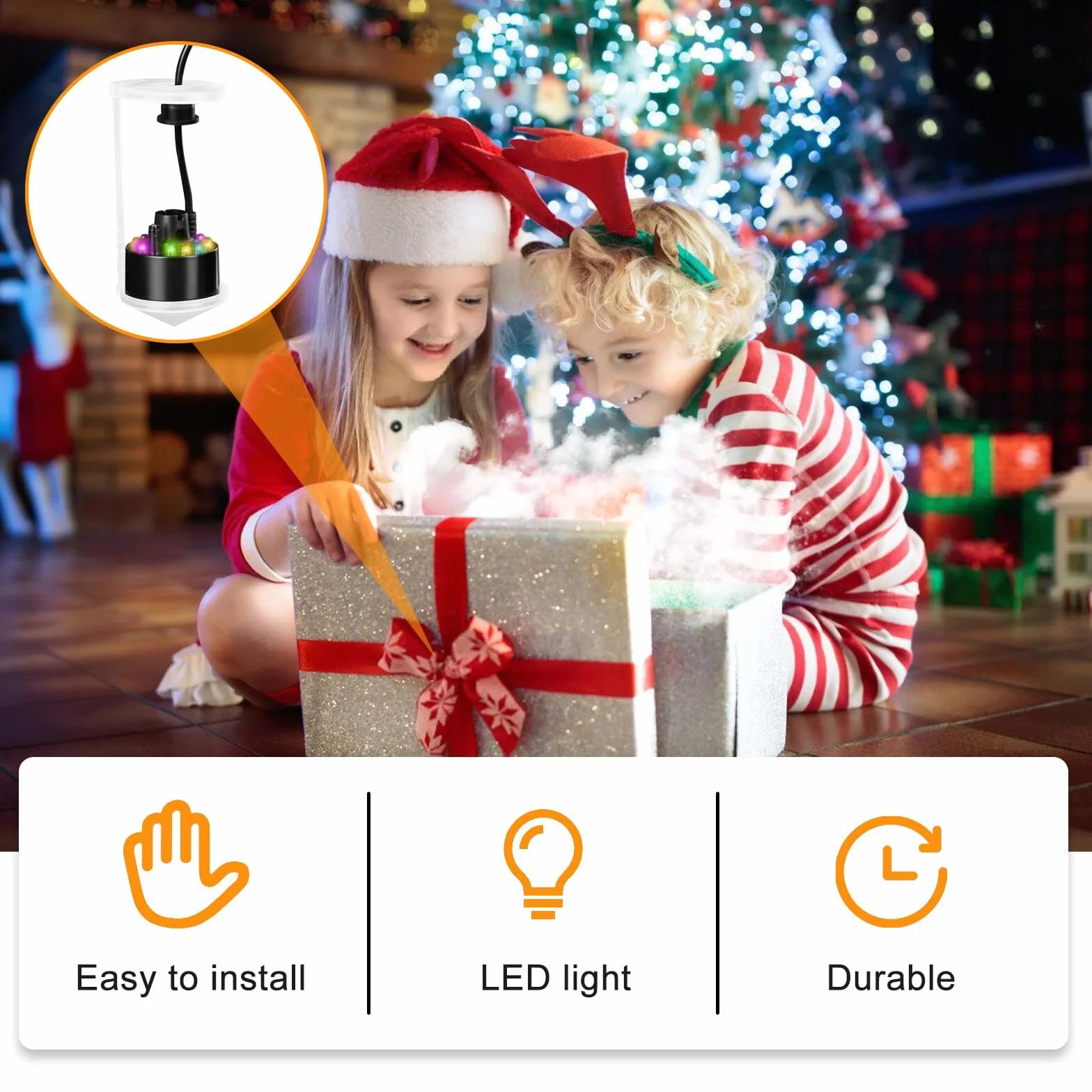 Nébuliseur à ultrasons 12 LED avec protection anti-éclaboussures pour fontaine étang