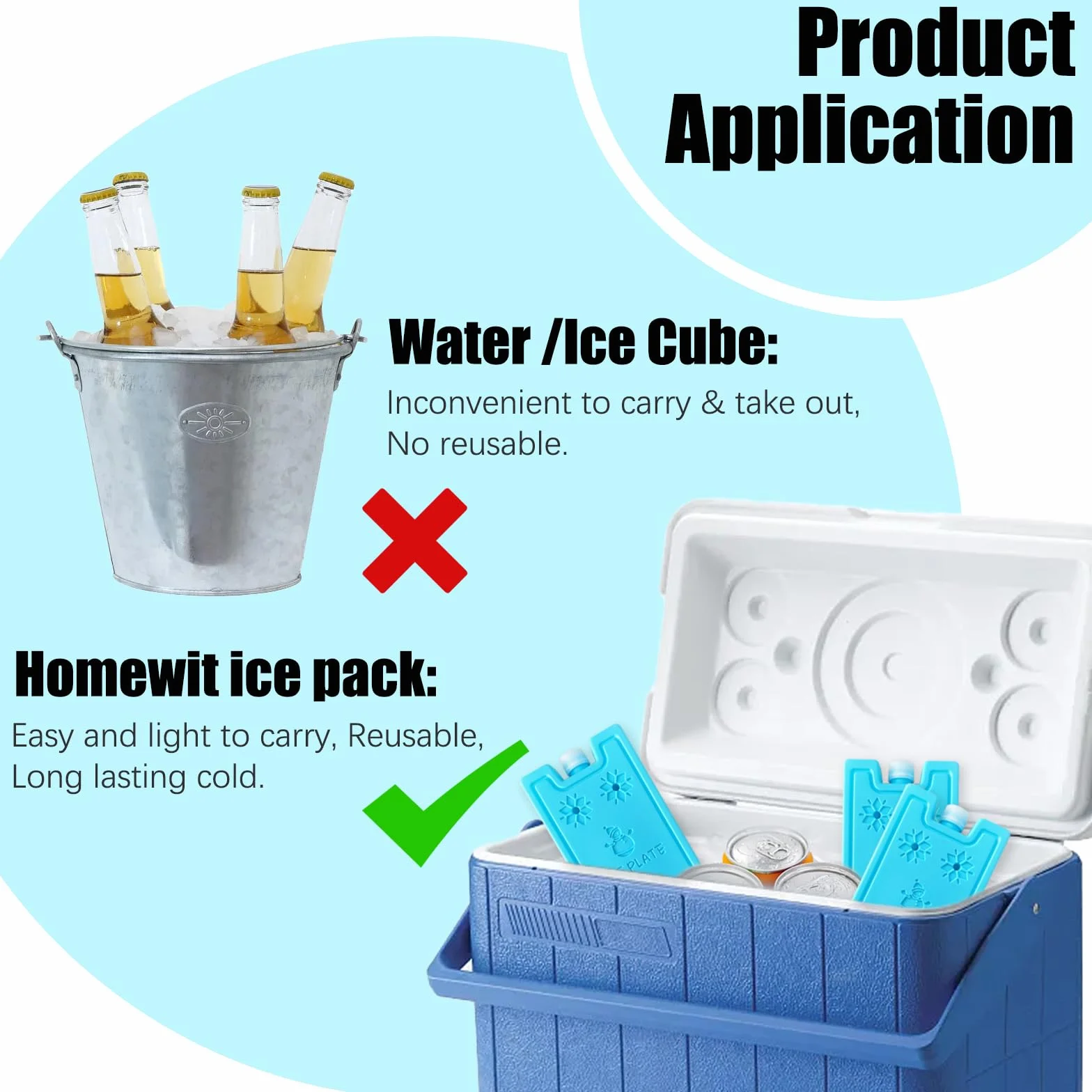 Bloc Glace Reutilisable 260ml 6 Pieces Glaciere Sac Isotherme Refrigere Voyage Camping