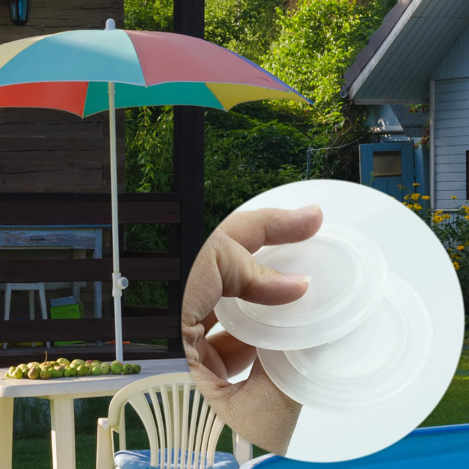 Lot de 3 anneaux parasol plastique diamètre intérieur 42 mm pour extérieur terrasse