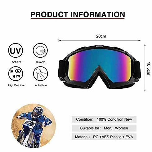 Lunettes De Protection De Yeux Visage Masque Pour Sport De Plein Air Anti-UV Coupe-vent Anti-sable Anti-poussière Pour Activités Extérieures Goggles