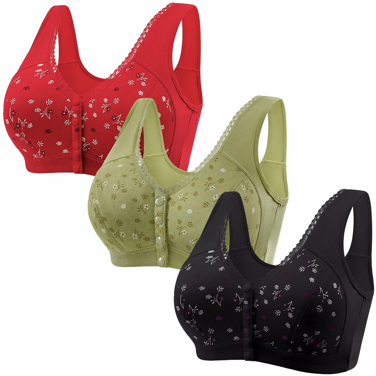 Large Size Bra with Lace Front Shaping Cup Adjustable Shoulder Strap