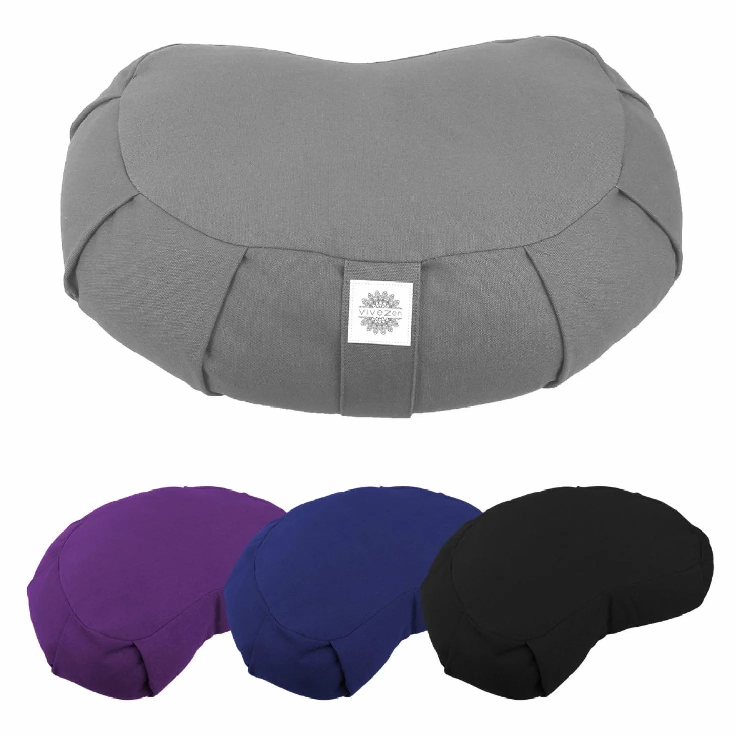 Vivezen - Pouf, zafu, coussin de méditation, yoga - Demi-lune - 44 x 27 x 13 cm - Plusieurs coloris