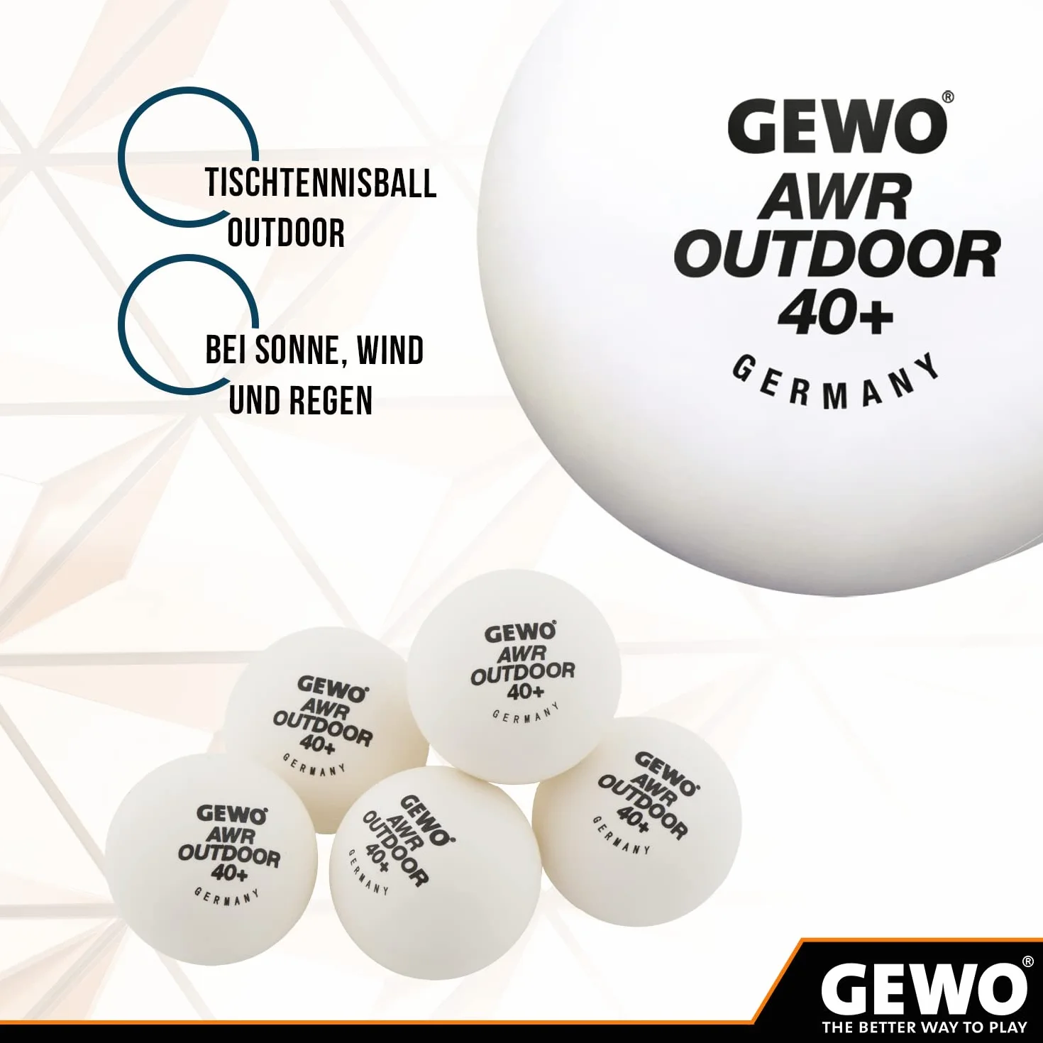 GEWO AWR Outdoor 40+ Balle de Tennis de Table d'extérieur