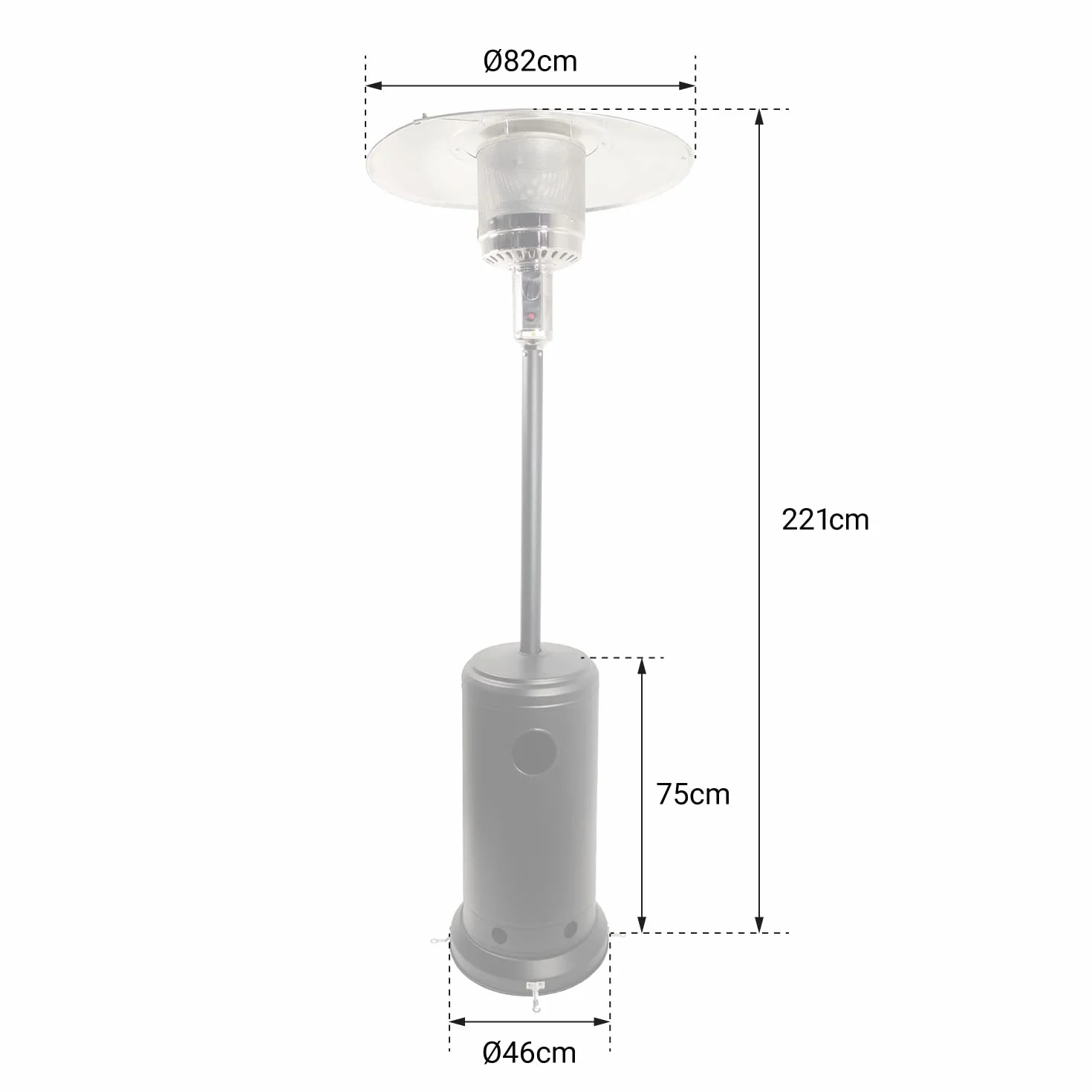 Parasol chauffant OSLO gaz inox avec housse protection