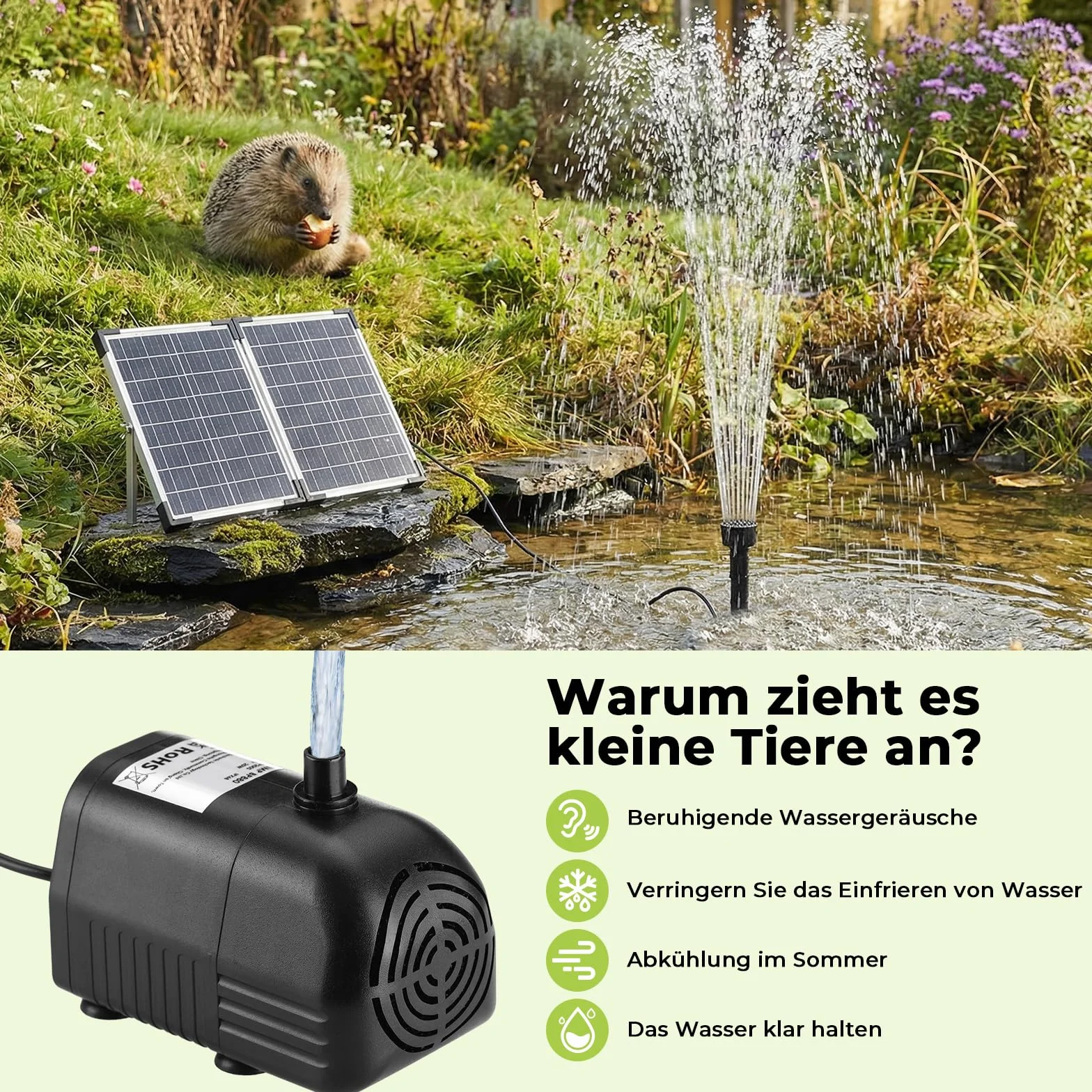 Pompe Solaire Bassin Extérieur 25W 260L/H Max 200cm Panneau Verre Moteur Sans Balais Clevich