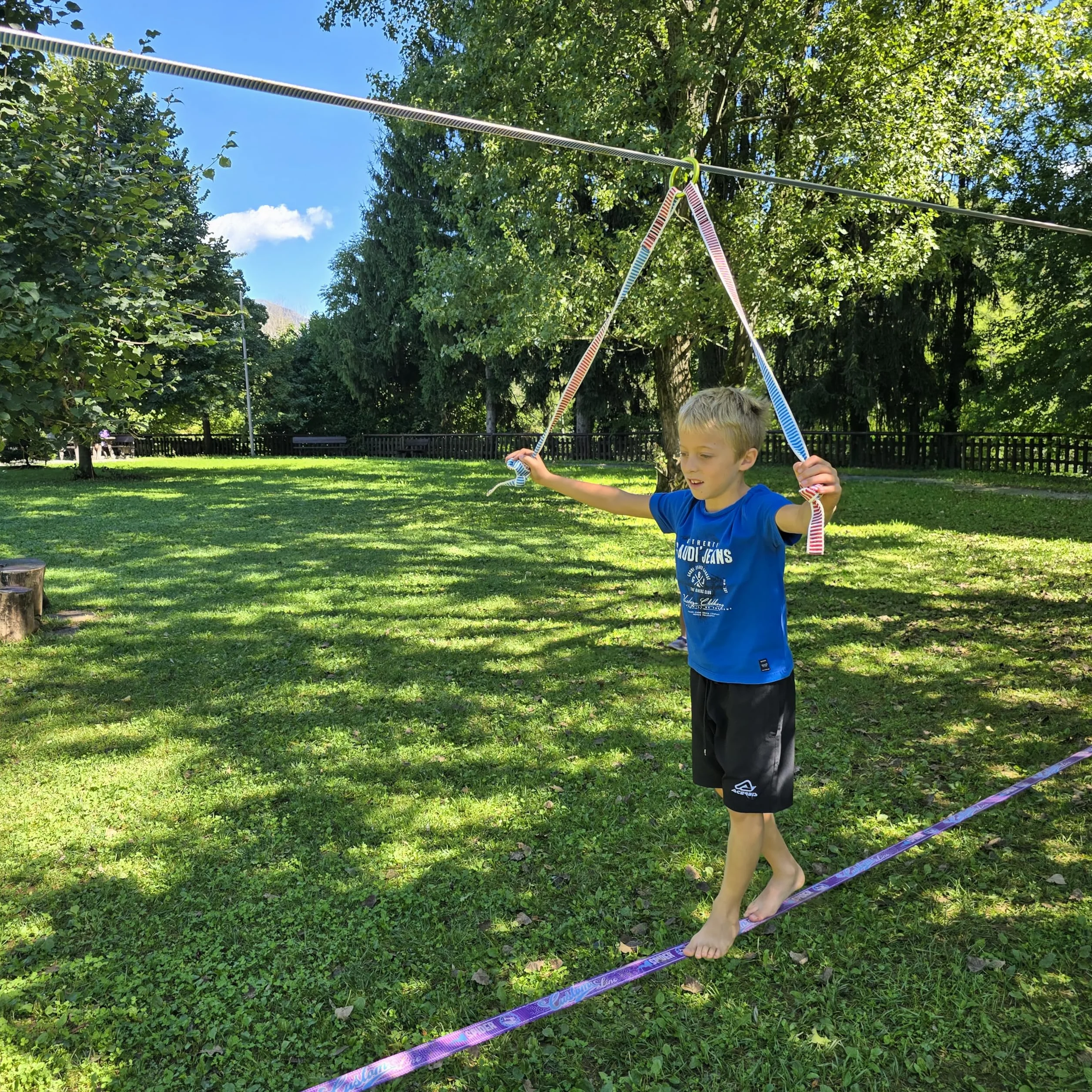 Monkey Line Kit 15m - Slackline 15m avec Sangle de Guidage Suspendue et Anneau pour Enfants