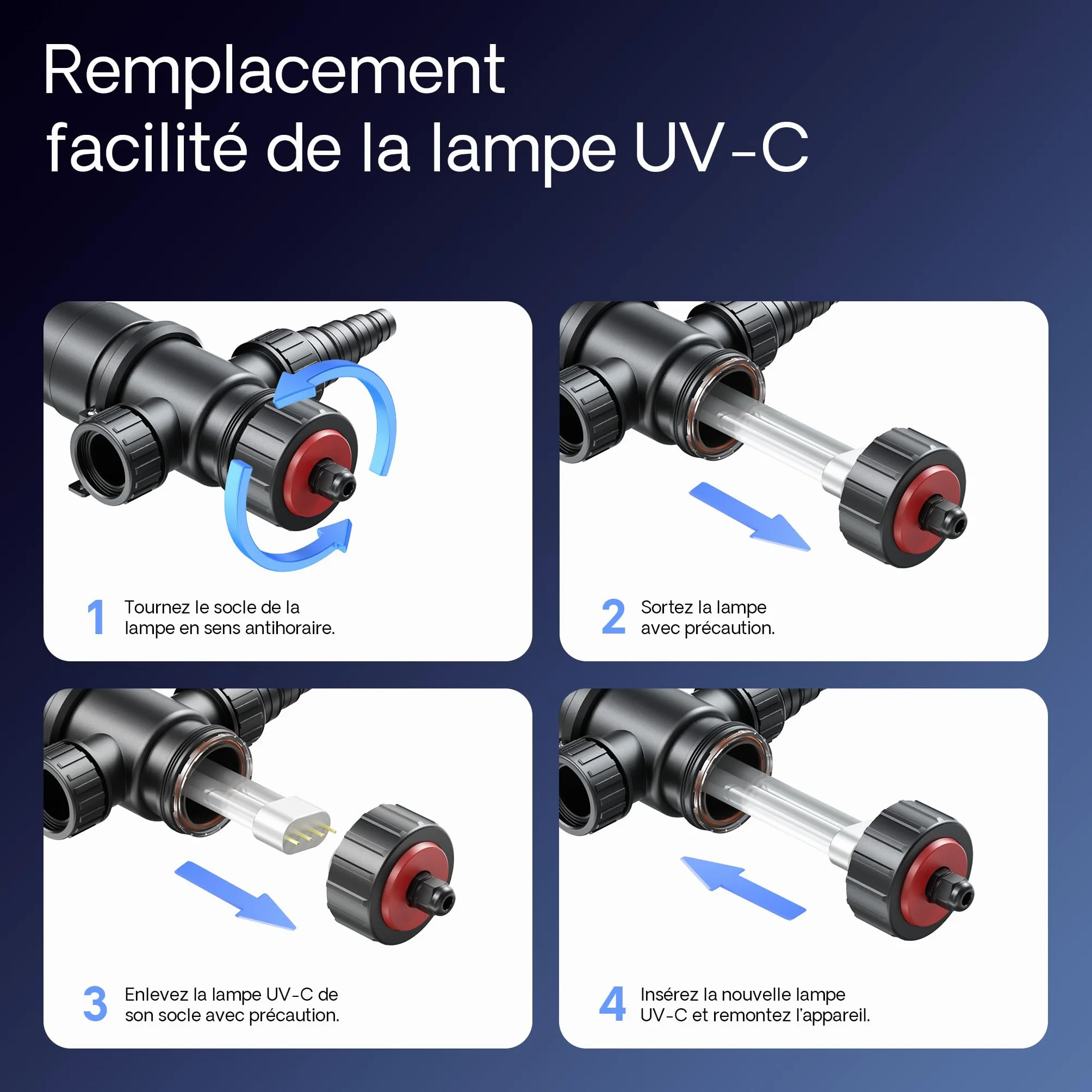SunSun CUV-136 Stérilisateur Clarificateur de bassins 4500 l/h Lampe UV-C 36 W