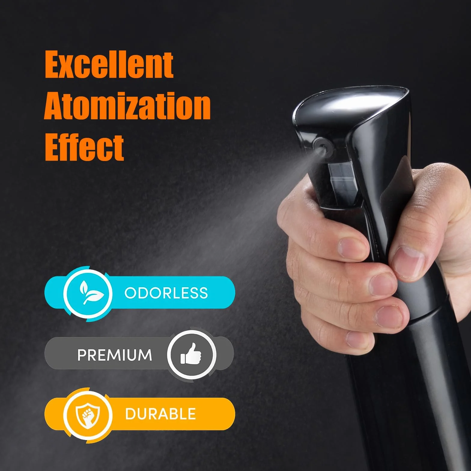 GRIFEMA Vaporisateur Cheveux 300ml Noir Flacon Spray Vide Réutilisable Brume Ultra Fine