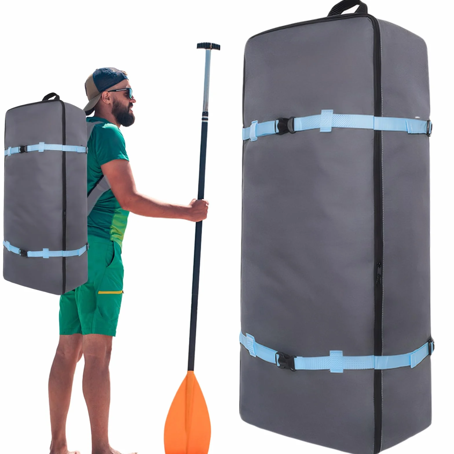 Sac à Dos Obelunrp Paddle en Tissu Oxford avec Poignée et Sangle de Boucle, Sac à Pagaie Étanche Gonflable pour Planche à Surface