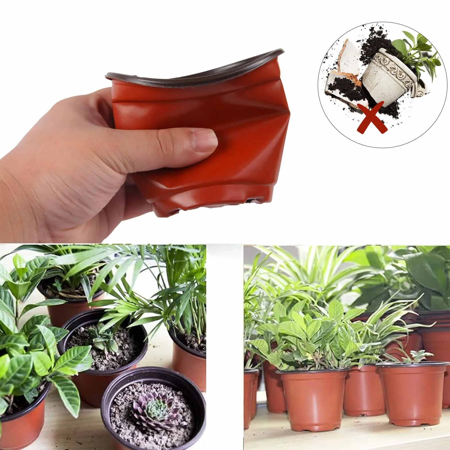 Qunkun 50 Pièces Pots Pépinière 15CM Plastique Réutilisables avec Étiquettes et Outils de Jardinage