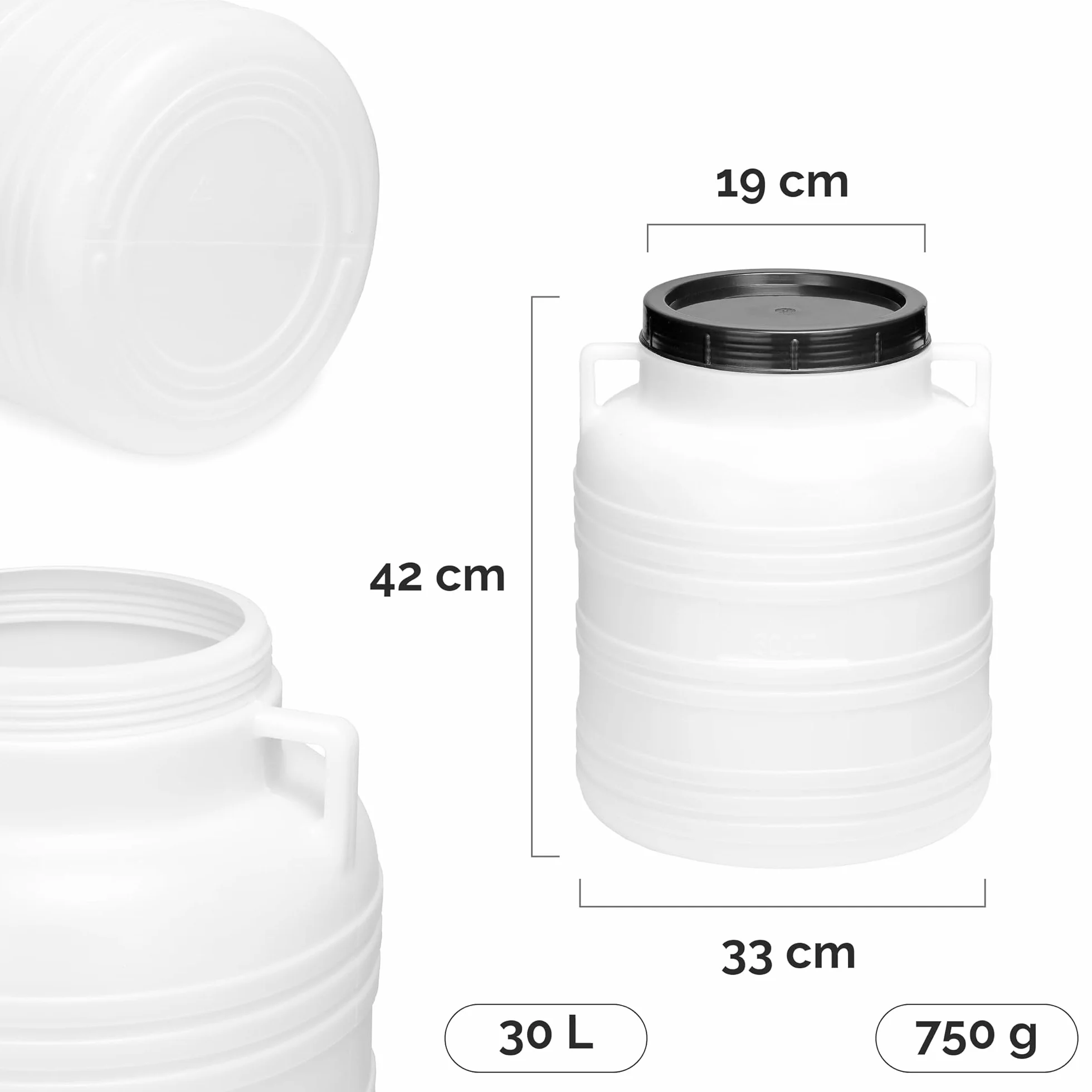 Garronda zbiornik na wodę 30 L, HDPE bez BPA, uniwersalny biały