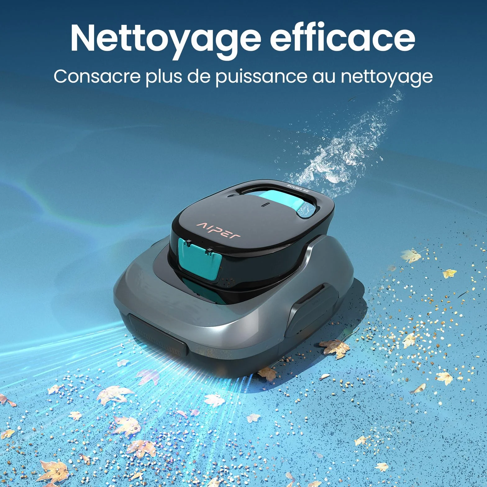 AIPER Scuba SE Robot Piscine sans Fil, Autonomie 90 Min, Nettoyage Auto-Stationnement