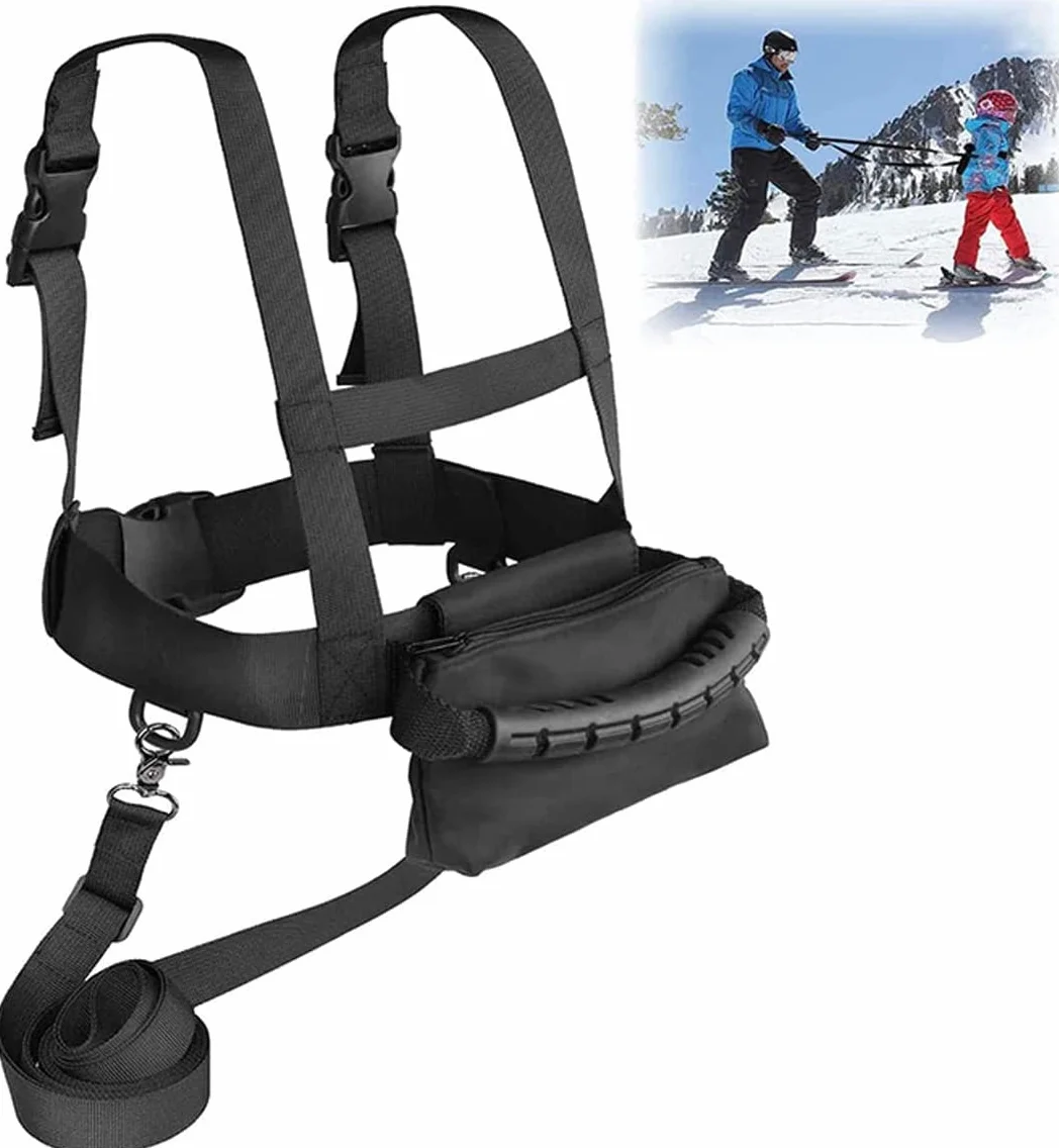 YJZQ Harnais de Fixation Harnais d'entraînement de Ski Harnais et Laisse réglables avec Pochette pour Enfant Sport Alpin Parent et Enfant Bande de Sécurité Anti Chute pour Patinage Snowboard