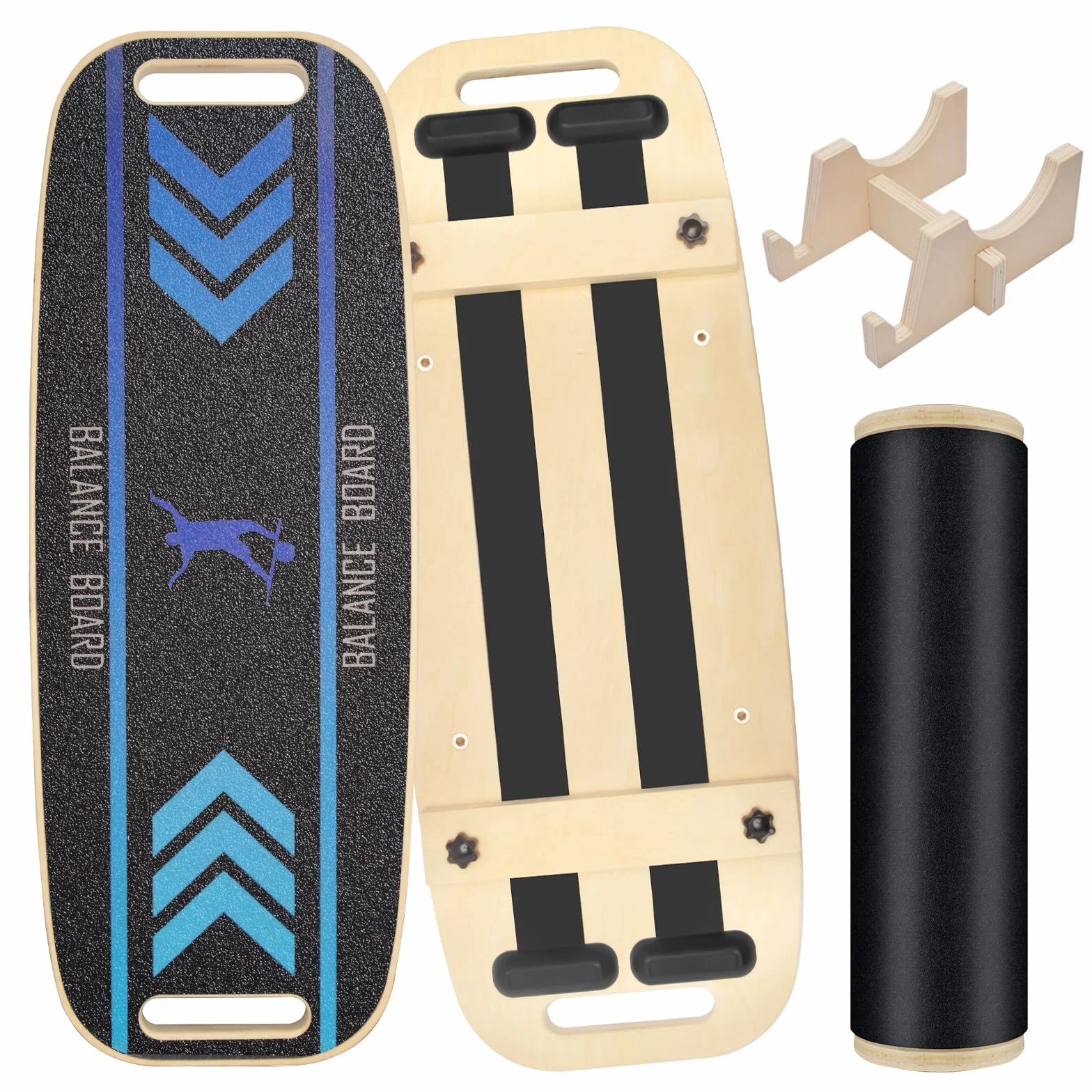Diesisa Balance Board Planche d'Équilibre en Bois avec Roulette Antidérapante Entraîneur Surf Coordination