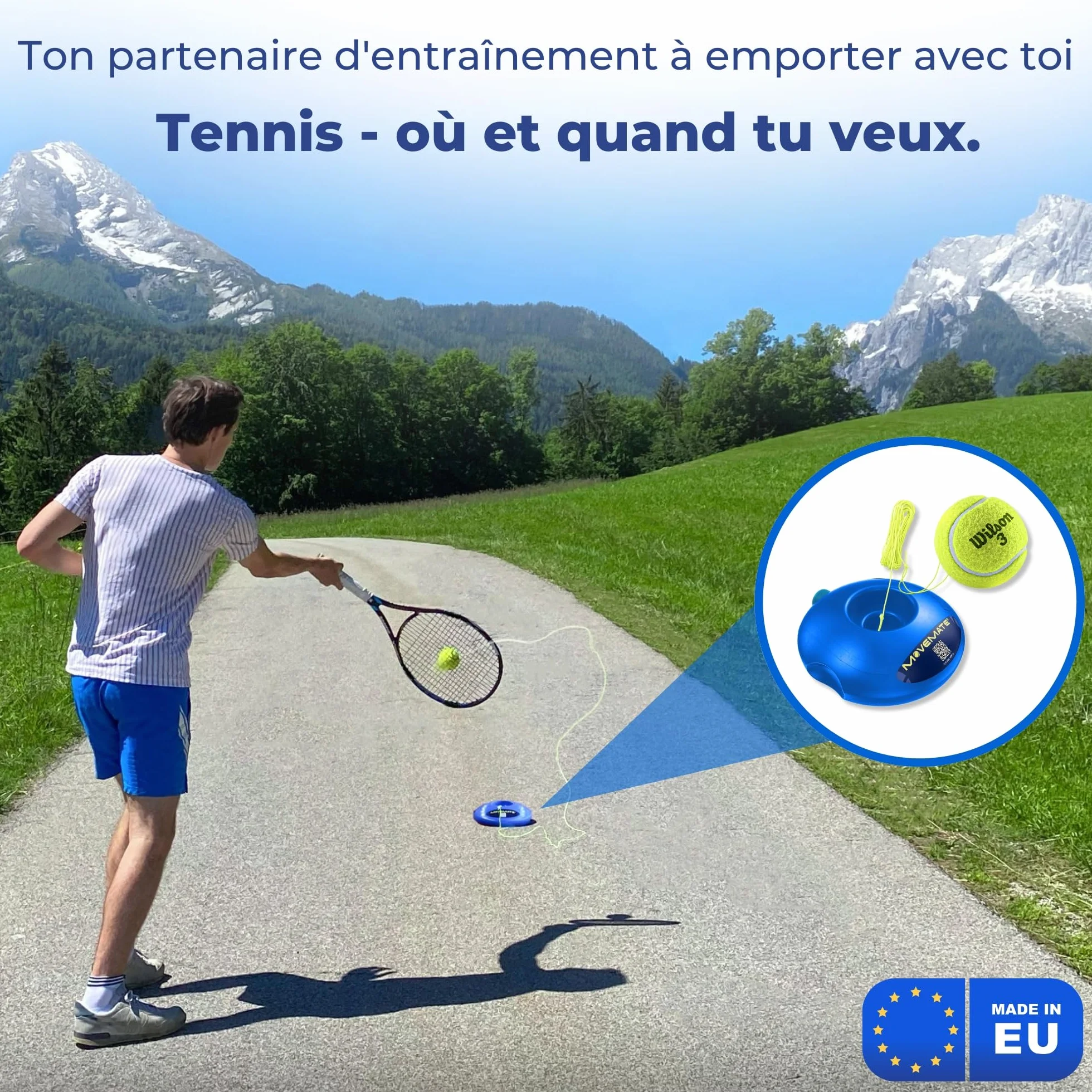 MOVEMATE Entraîneur de Tennis avec Balle Wilson® - Appareil de Sport pour Loisirs et Plein Air