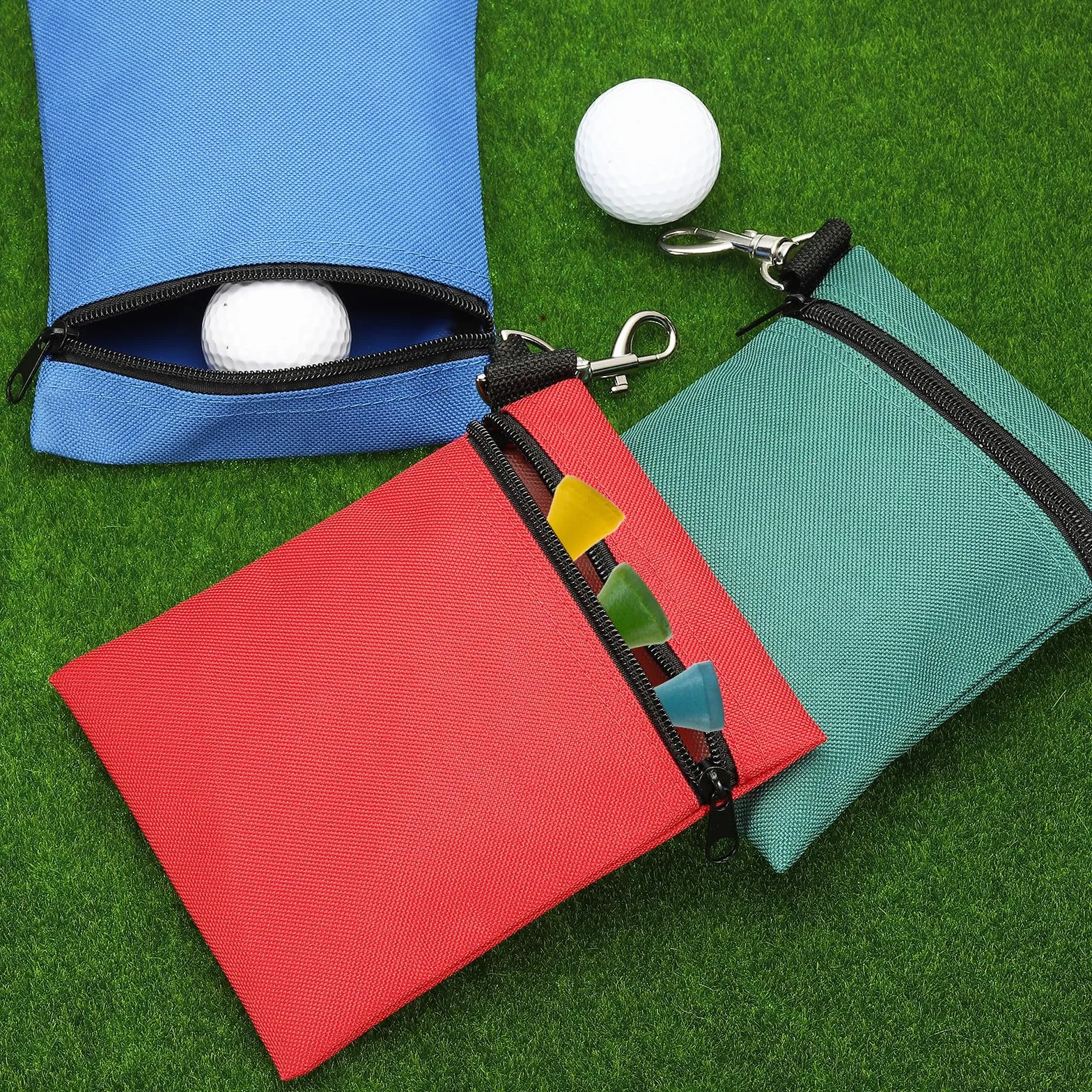 Pochette pour Tee de Golf QUARKZMAN 2 Pièces 5.5" x 6.7" Professionnelle avec Fermeture Éclair Bleu Foncé