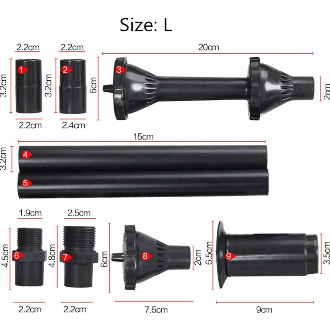 Kit de Buse pour Pompe Submersible Piscine, 9 Pièces