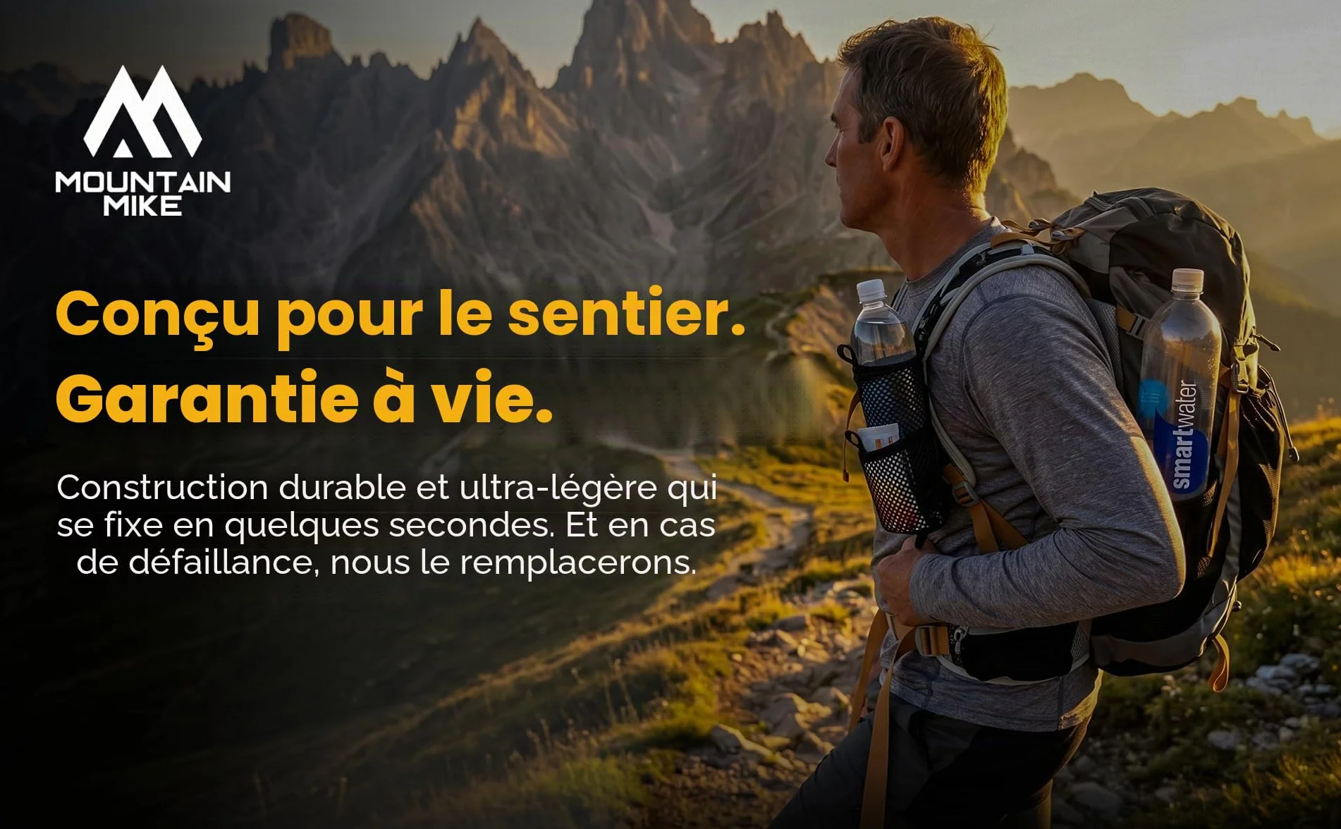 Sac à dos bandoulière porte-bouteille d'eau