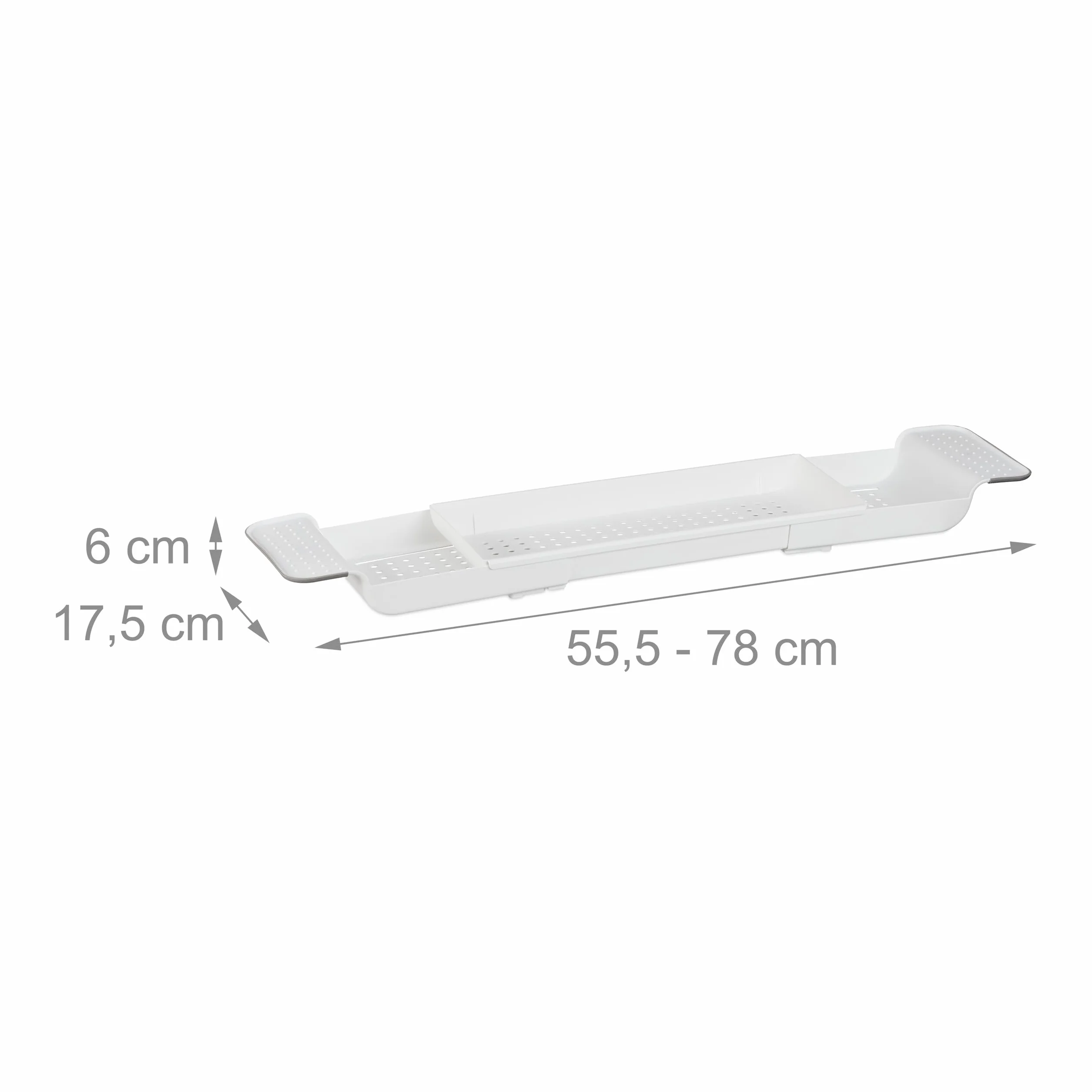 Relaxdays Plateau de Baignoire Pont Extensible 55,5-78 cm Plastique antidérapant Blanc