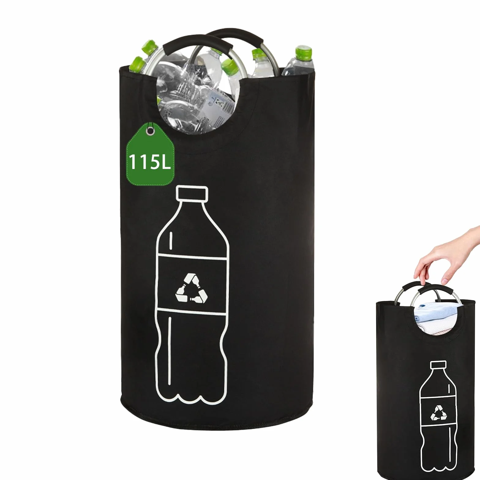 Collecteur de Bouteilles et Verre Tri Selectif Plastique Rangement Exterieur Recyclage Poignée Aluminium