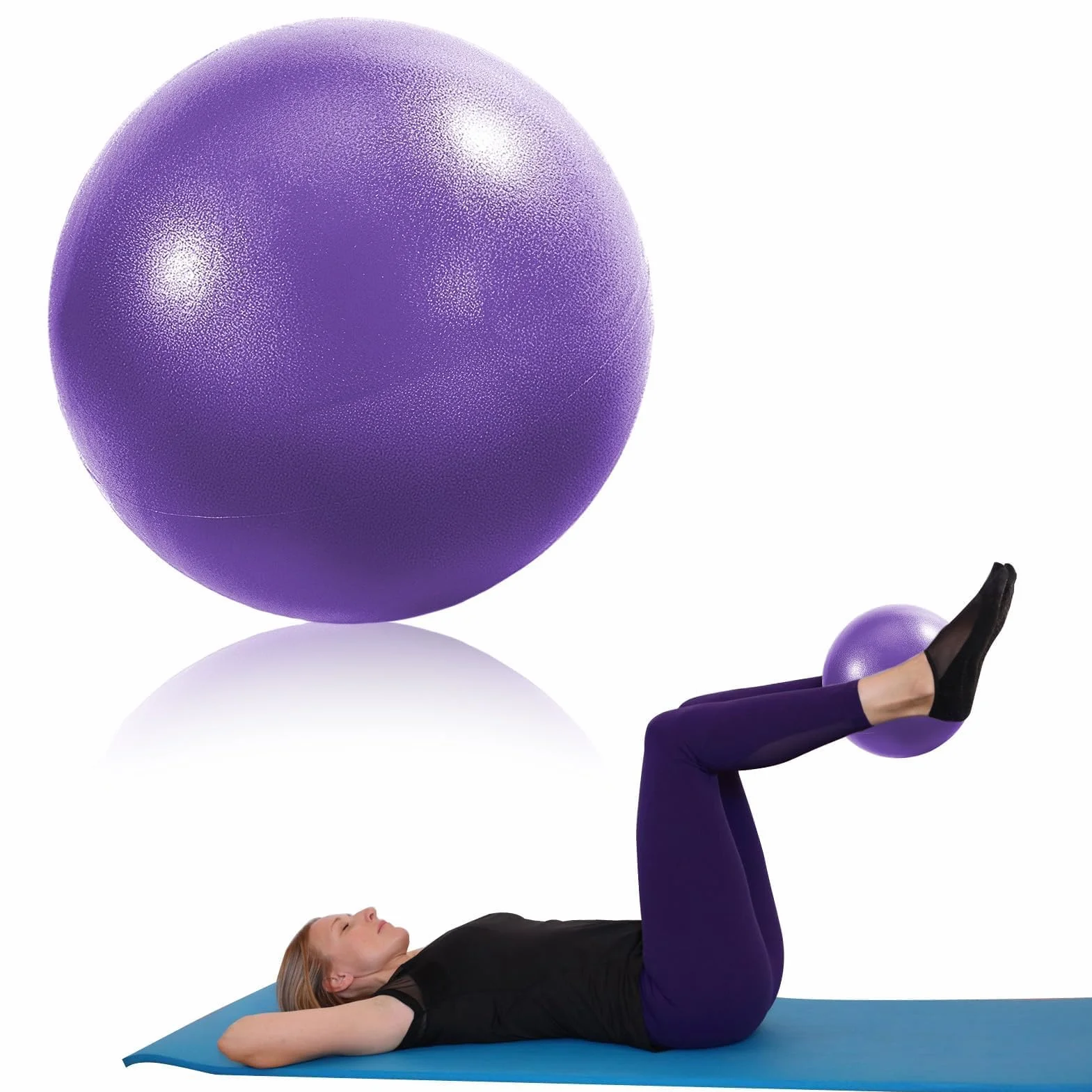 25cm Ballon Pilates, Ballon Gym avec Paille de Gonflage Ballon Fitness de Gymnastique Ballon de Grossesse Anti-éclatement Ballon Yoga pour Pilates Barre Rééducation et Renforcement du Tronc