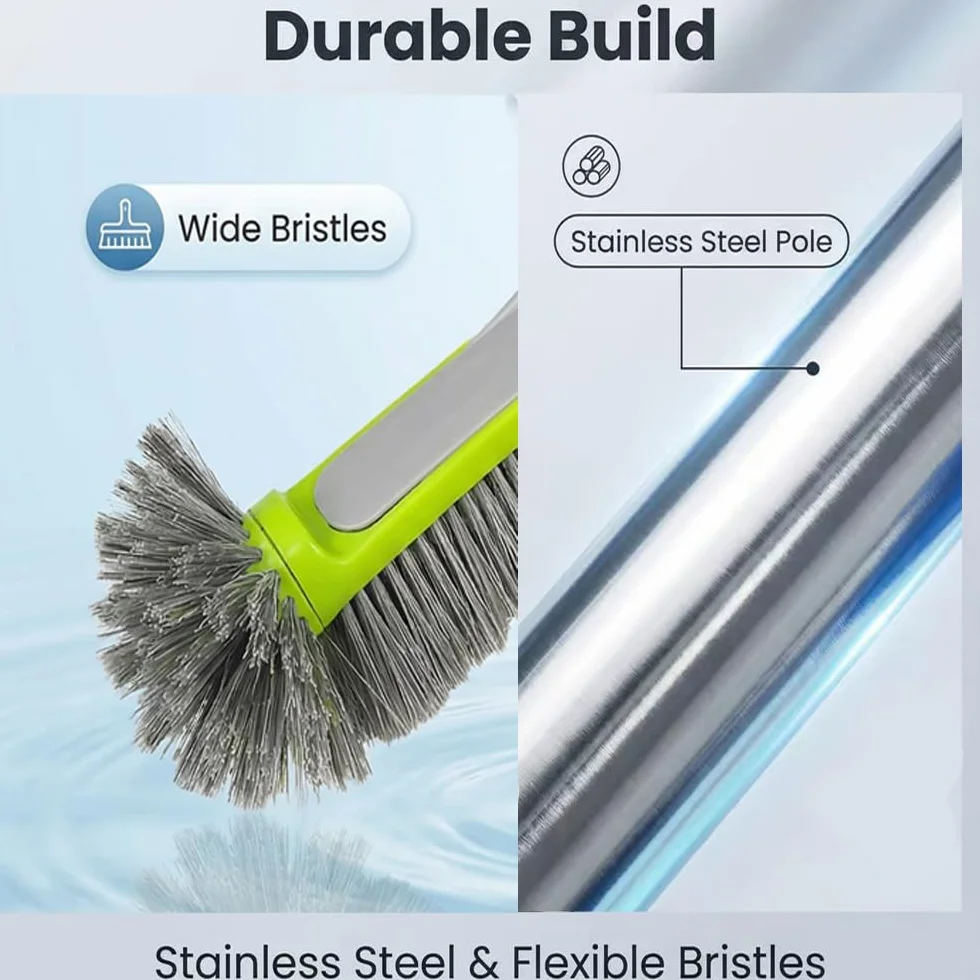 Brosse de Piscine Tige Télescopique 230 cm Acier Inoxydable 45 cm
