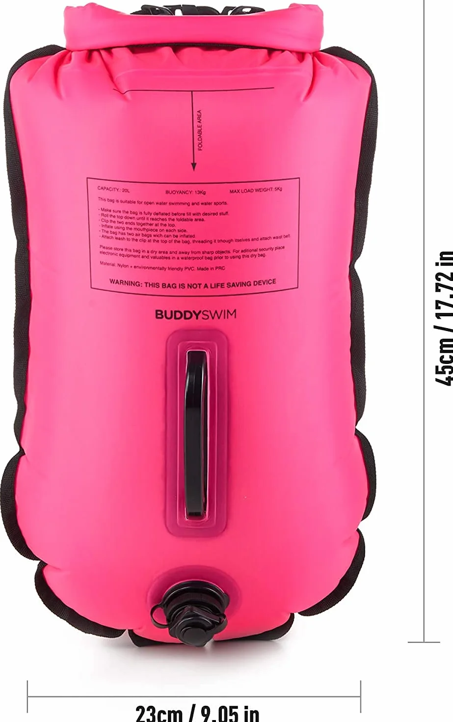 Set Bouée de Natation en Eau Libre 20 litres et Bonnet de Bain. Pochette Etanche pour la Natation en Eau Libre avec Sac Impermeable Etanche et Bonnet de Bain en Silicone.