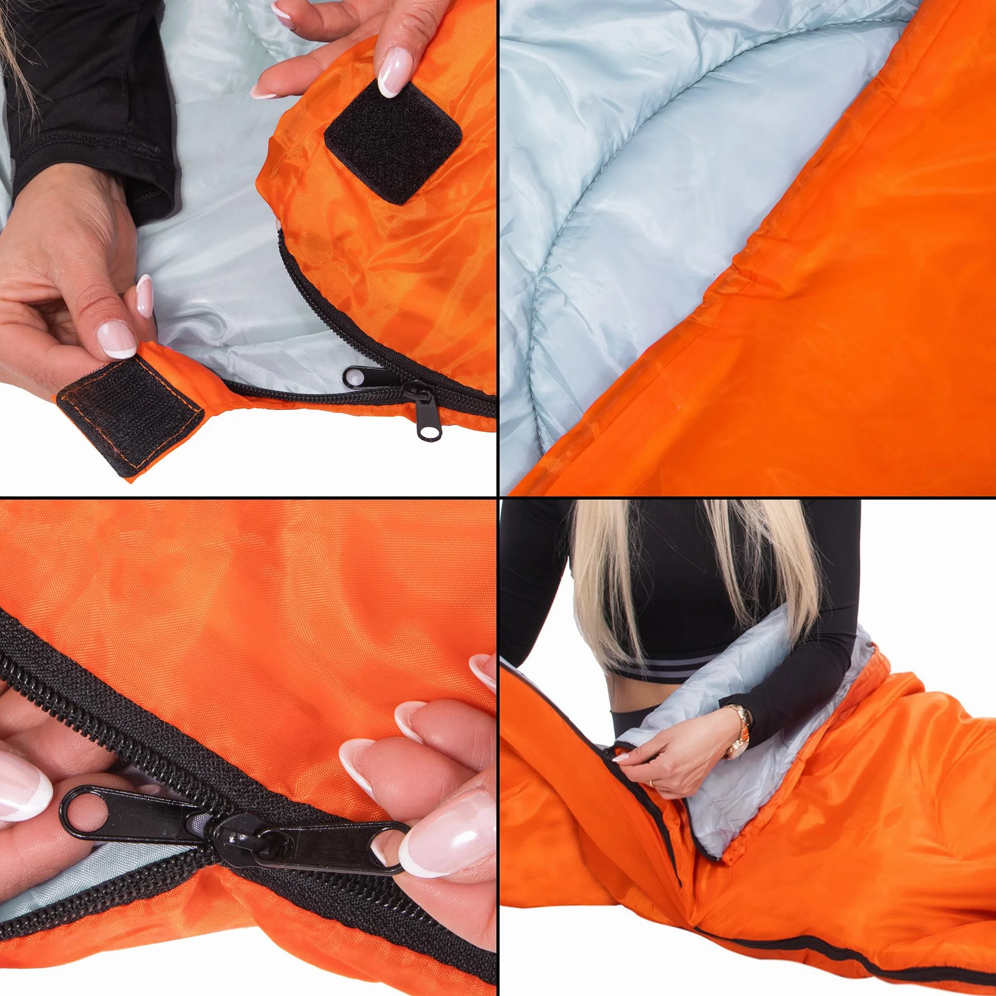 SPRINGOS Mumie Sac de Couchage, 73 x 210 cm, avec Sac de Rangement, pour randonnée, Pique-Nique, Camping, Festival, avec Capuche