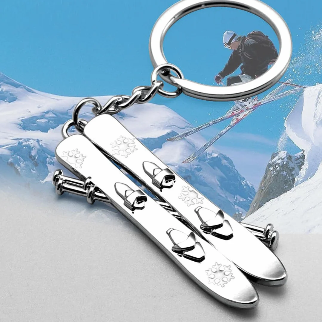 Porte-clés sport d'hiver 2 pièces porte-clés de ski, décoration de bijoux créatif, souvenir pour les sports d'hiver, cadeau pour les amoureux du ski