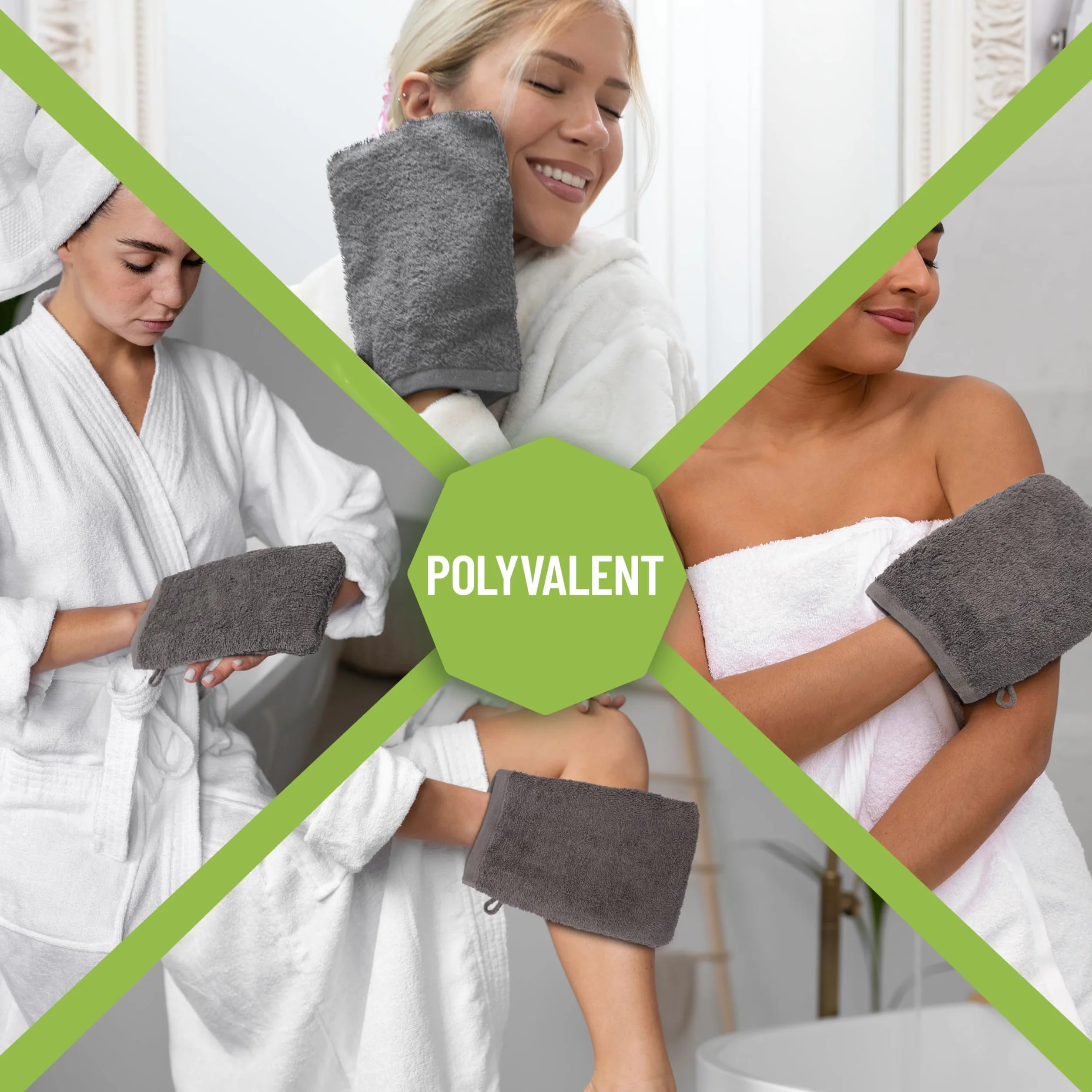 NatureMark Gants de Toilette en Frotte 100% Coton Gris Anthracite 15x21 cm