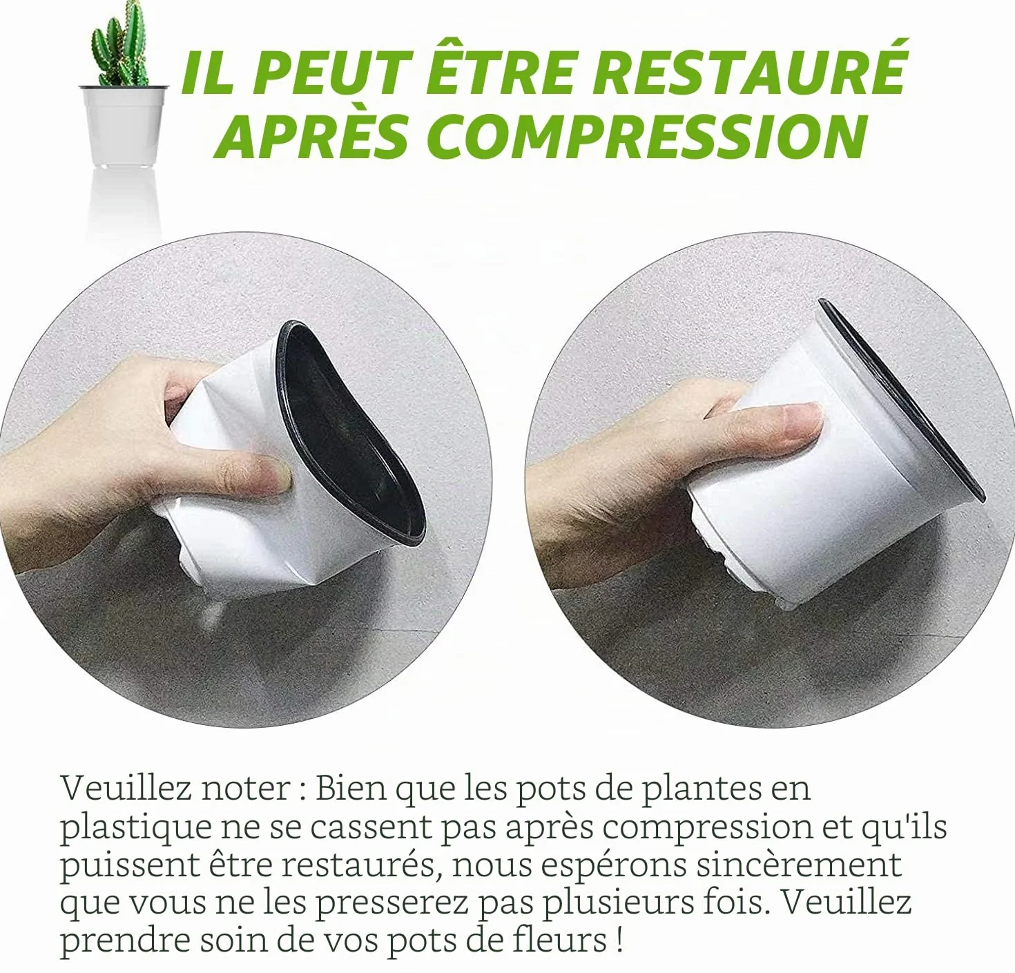 50 Pièces 15cm Pots de Fleurs en Plastique Blanc Léger pour Semis et Pépinière (15 x 13cm)