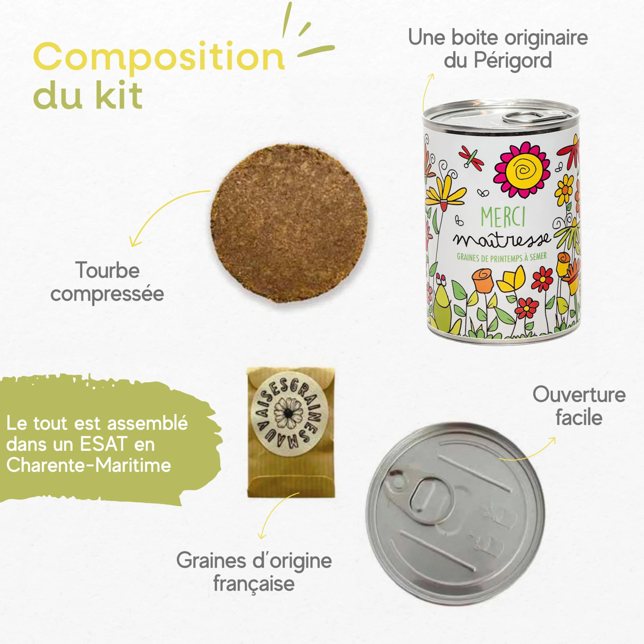 Mauvaises Graines Kit de Plantes à Semer en Boîte Cadeau Original Fabriqué en France
