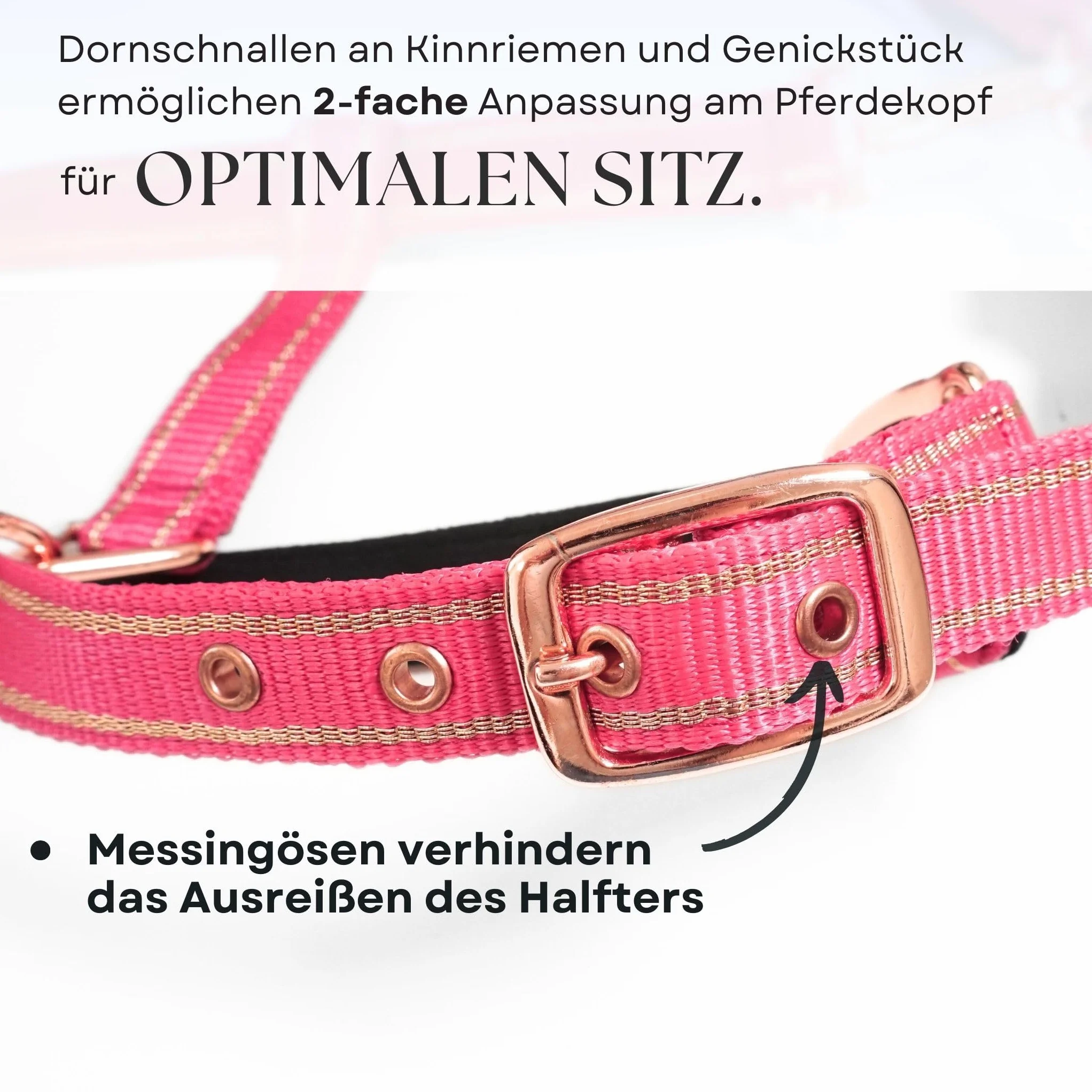 Licol pour chevaux avec paillettes en or rose, licol cheval noir et rose, 2 positions de réglage (rose or rose, poney)