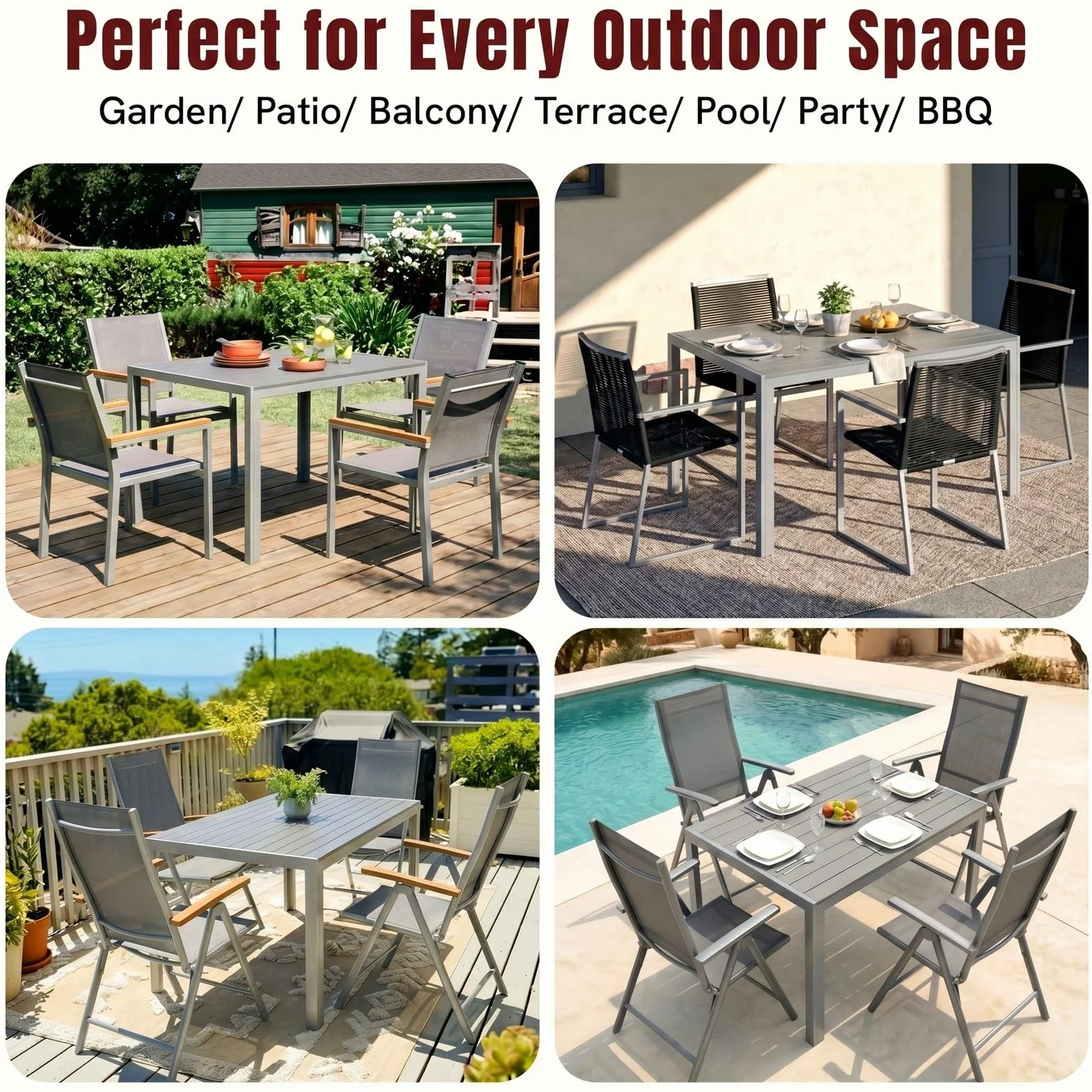 LIFERUN Table de Jardin Moderne en WPC 110 x 70 cm, Table de Terrasse Extérieure pour 4-6 Personnes, Gris