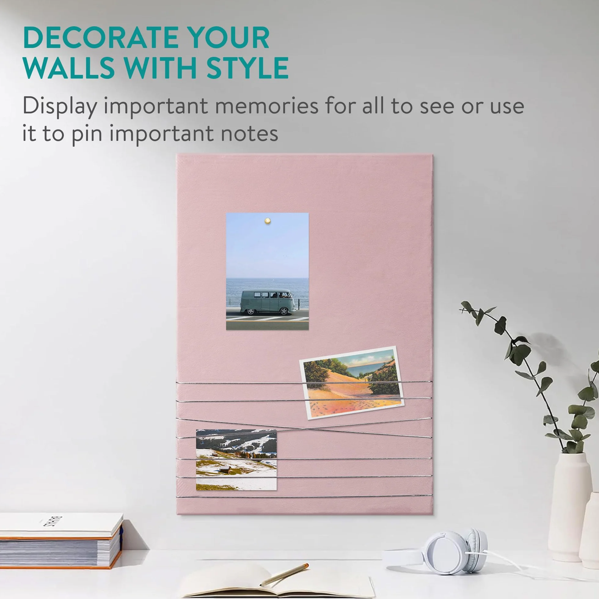 Navaris Tableau d'affichage en velours 70 x 50 cm avec punaises - Panneau mural pour photo notes