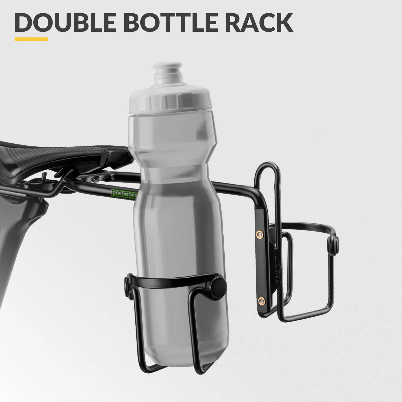ROCKBROS Support de Porte-Bidon Vélo sous la Selle Porte-Gourde en Alliage d'aluminium pour 2 Bidon Porte-Bouteille Vélo Stable Durable Noir